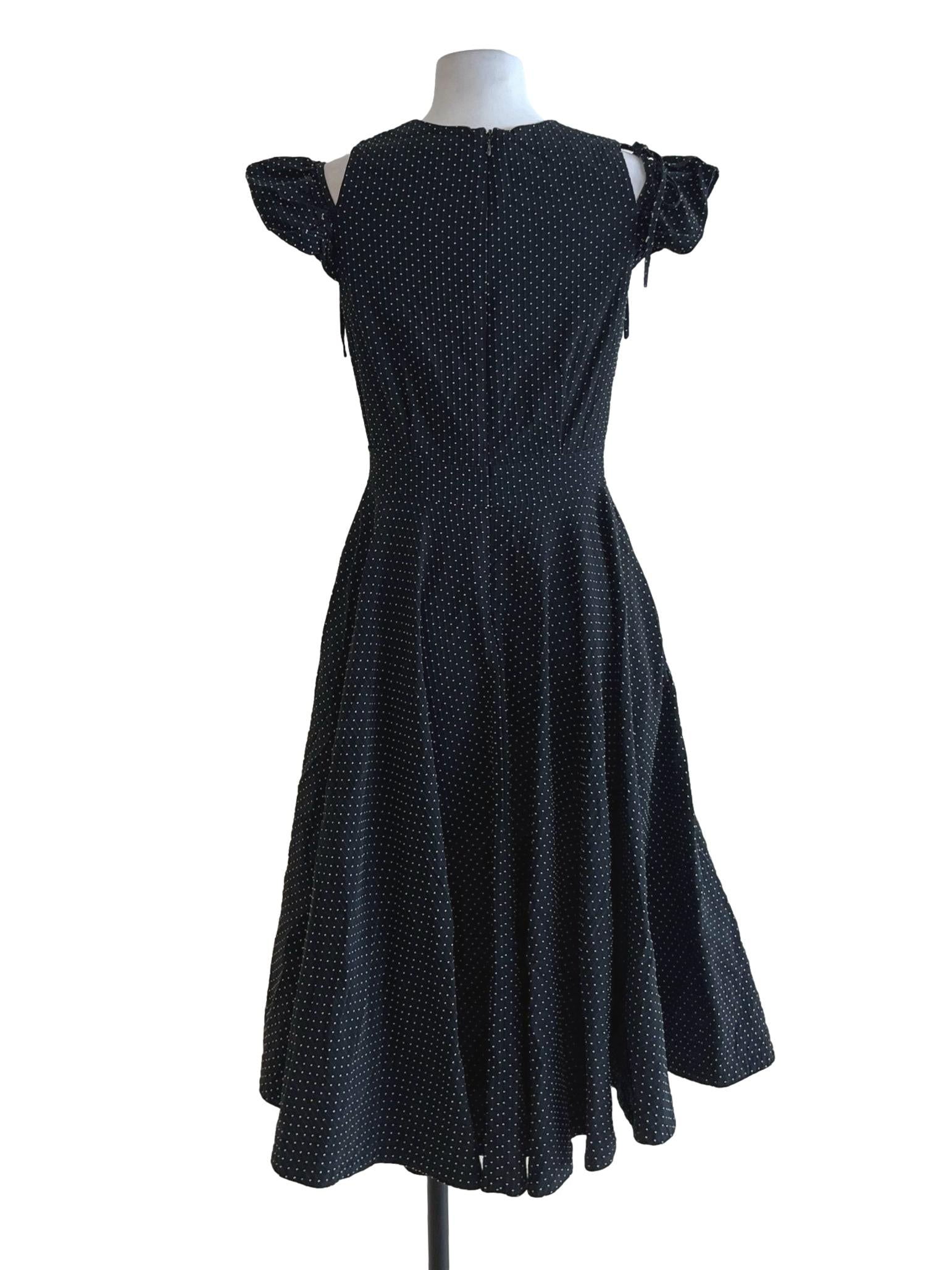 Black Polka Dot Cutout Sleeve Dress