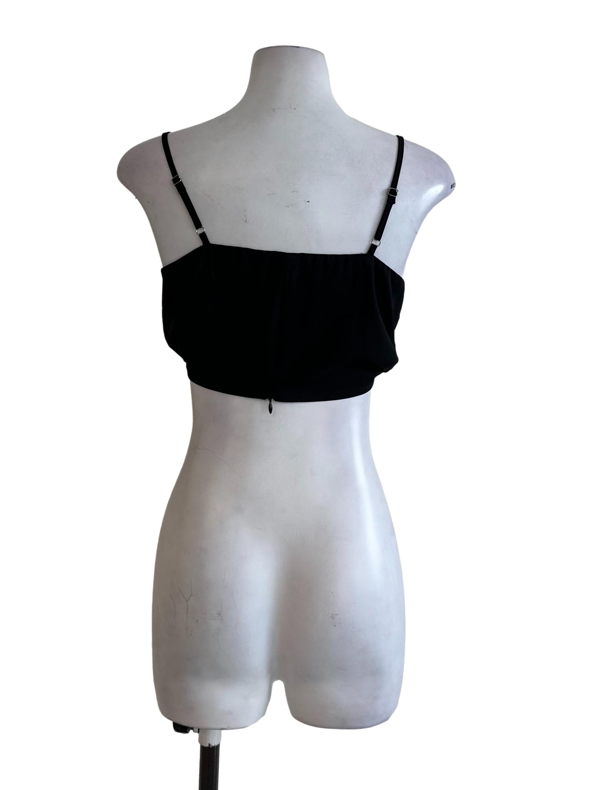 Onyx Black Ruched Crop Top