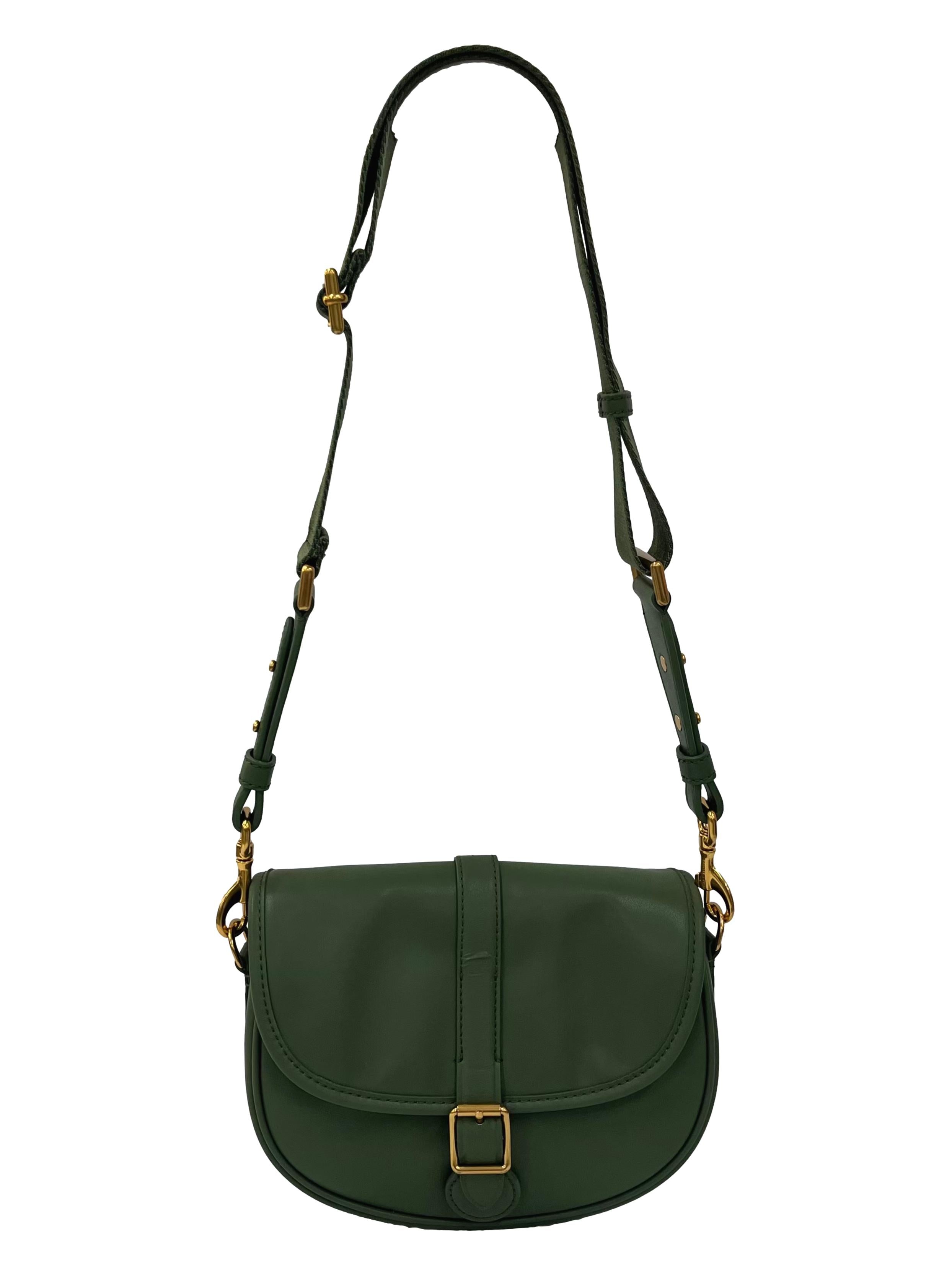 Green Leather Flora Belted Saddle Bag CSN