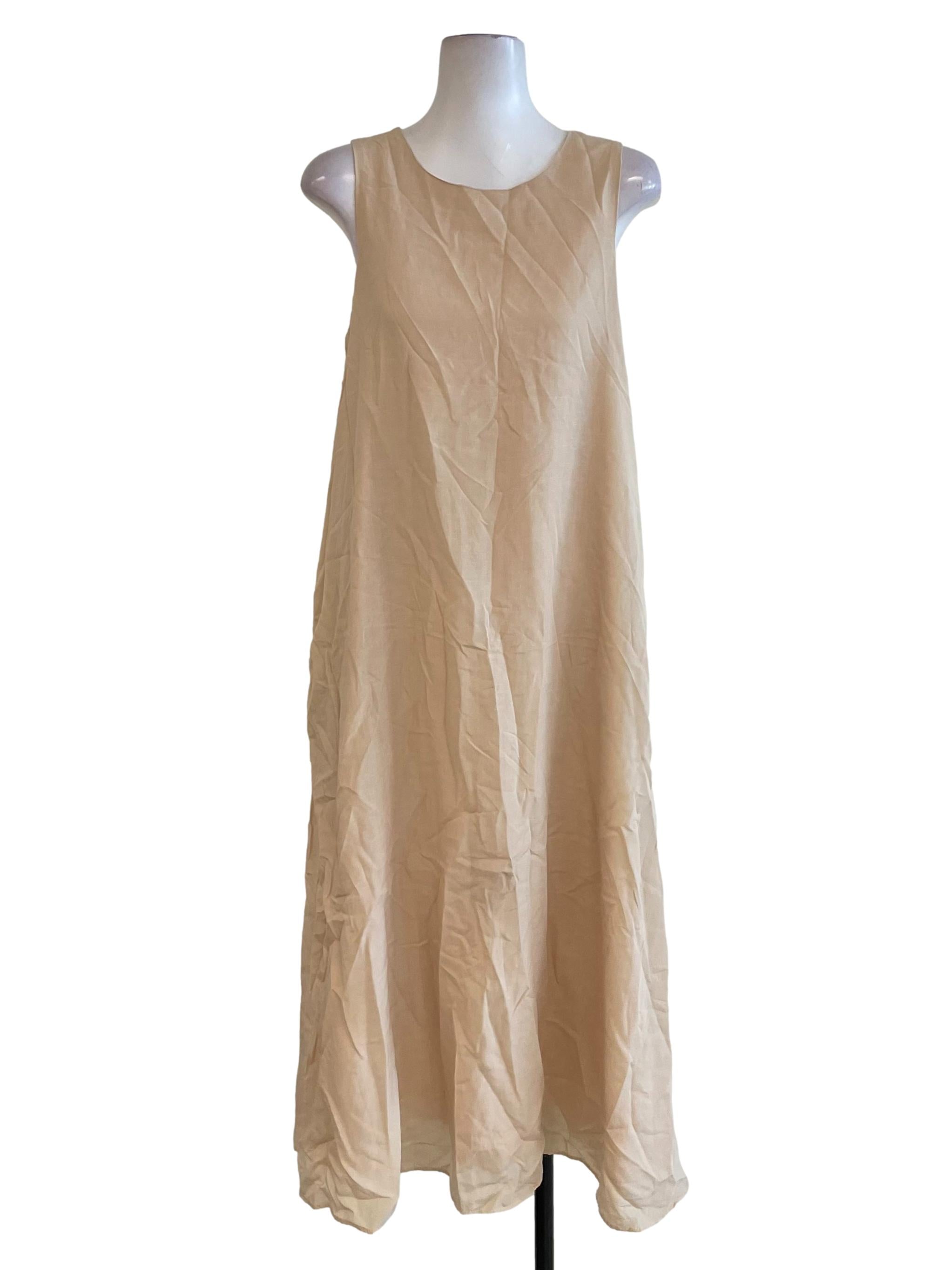 Cream Sleeveless Loose Dress