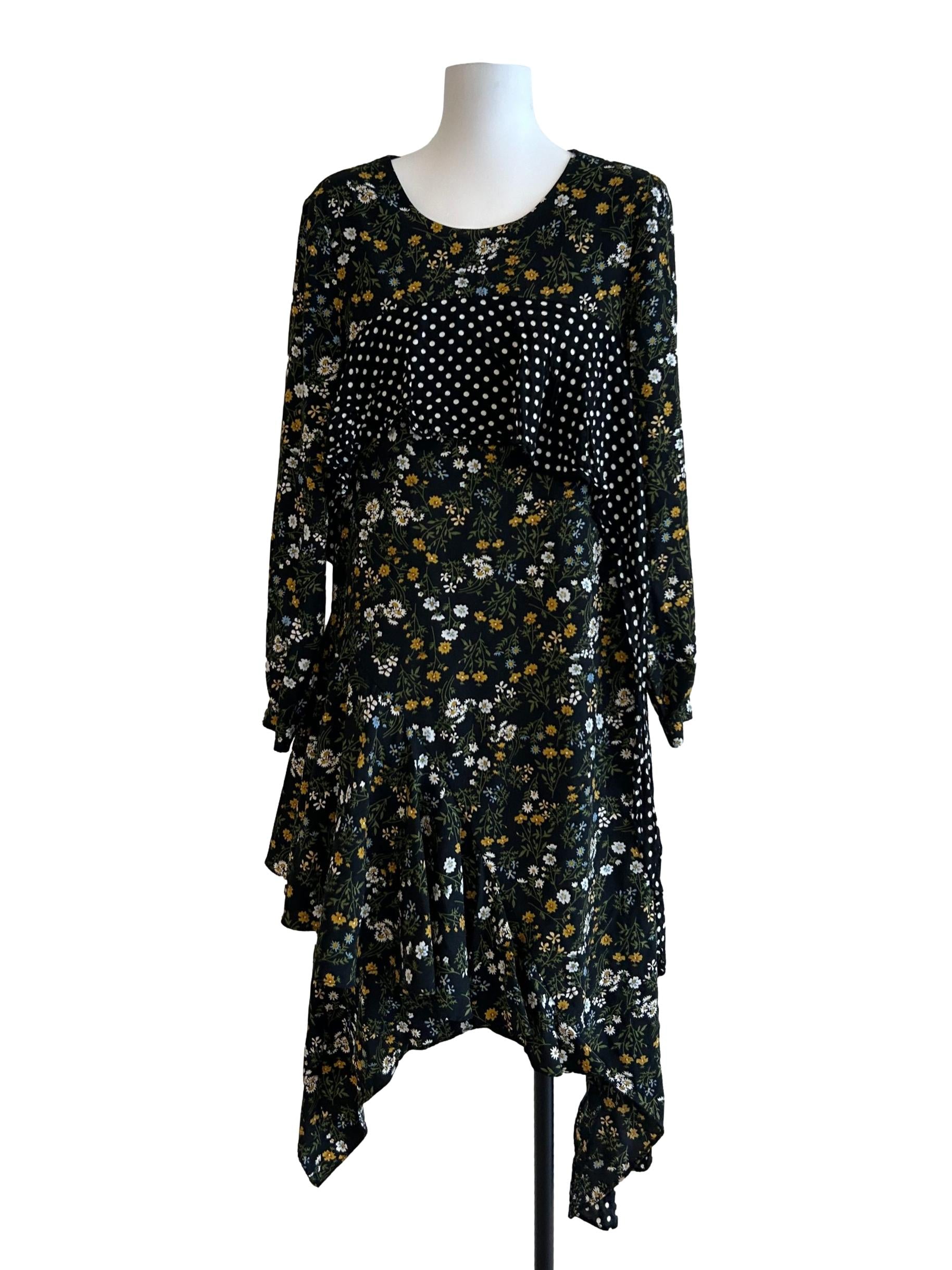 Jet Black Mix Pattern Dress
