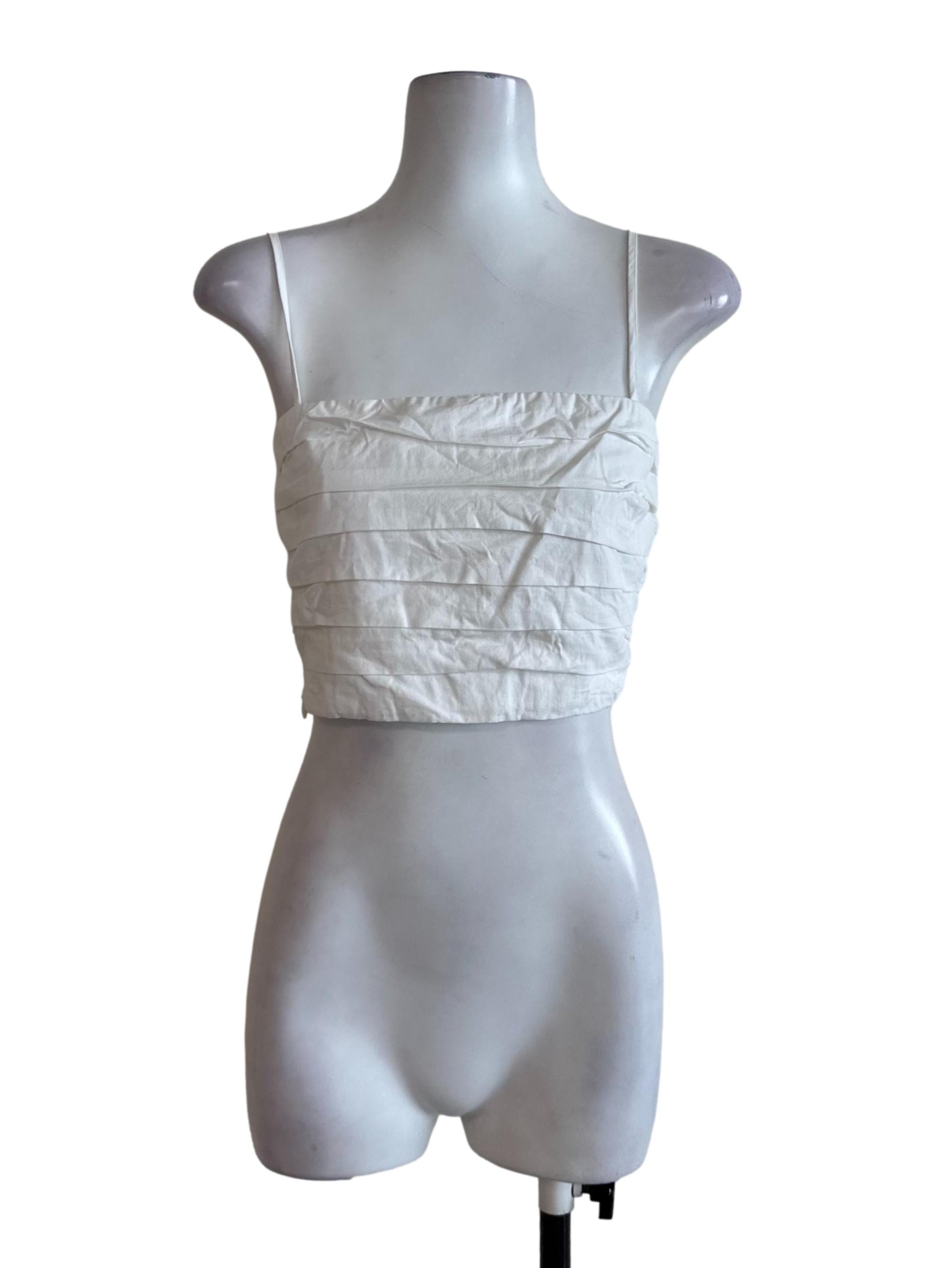 Ivory White Pleated Square Neck Top
