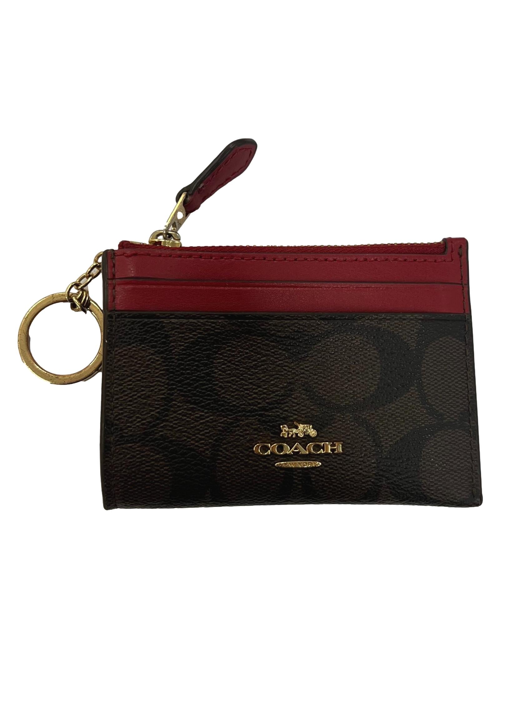 Dark Brown Red Card Holder
