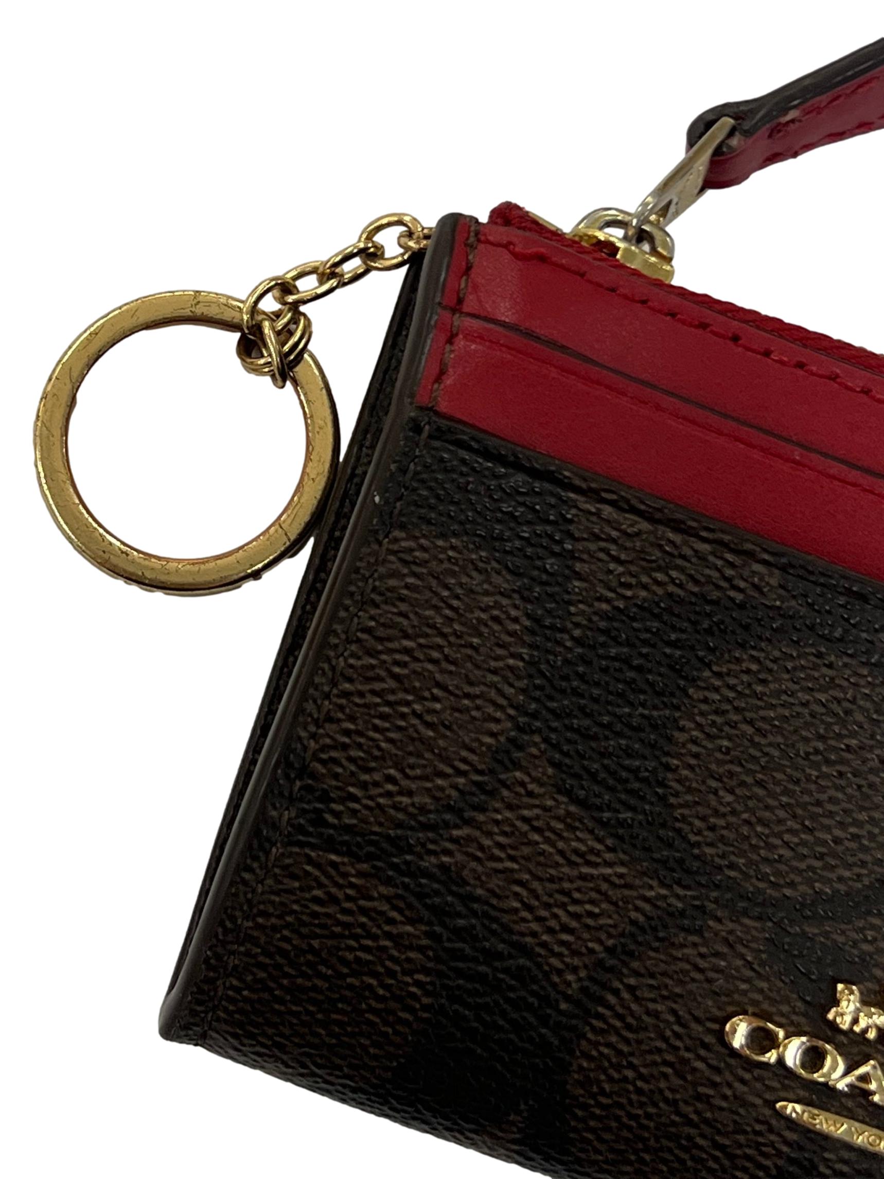Dark Brown Red Card Holder