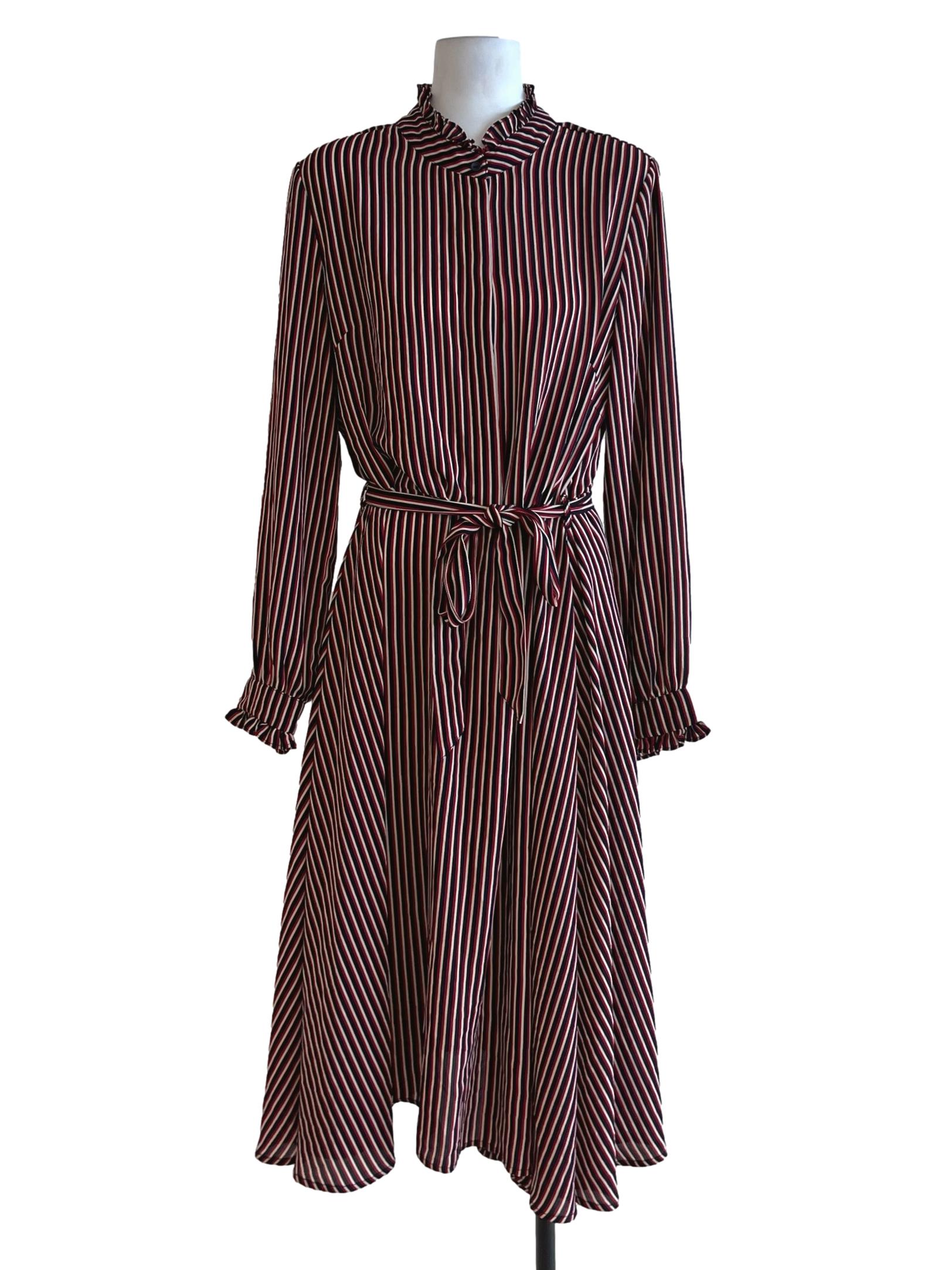 Brick Red Bengal Stripe Empire Dress
