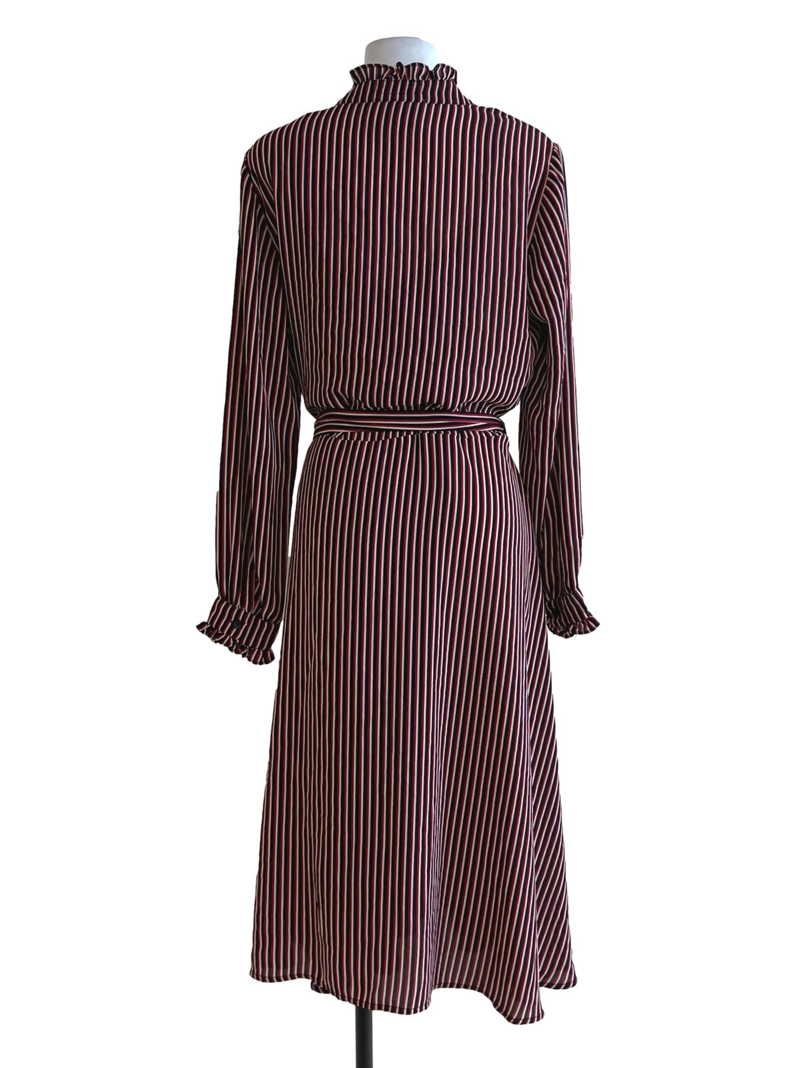 Brick Red Bengal Stripe Empire Dress
