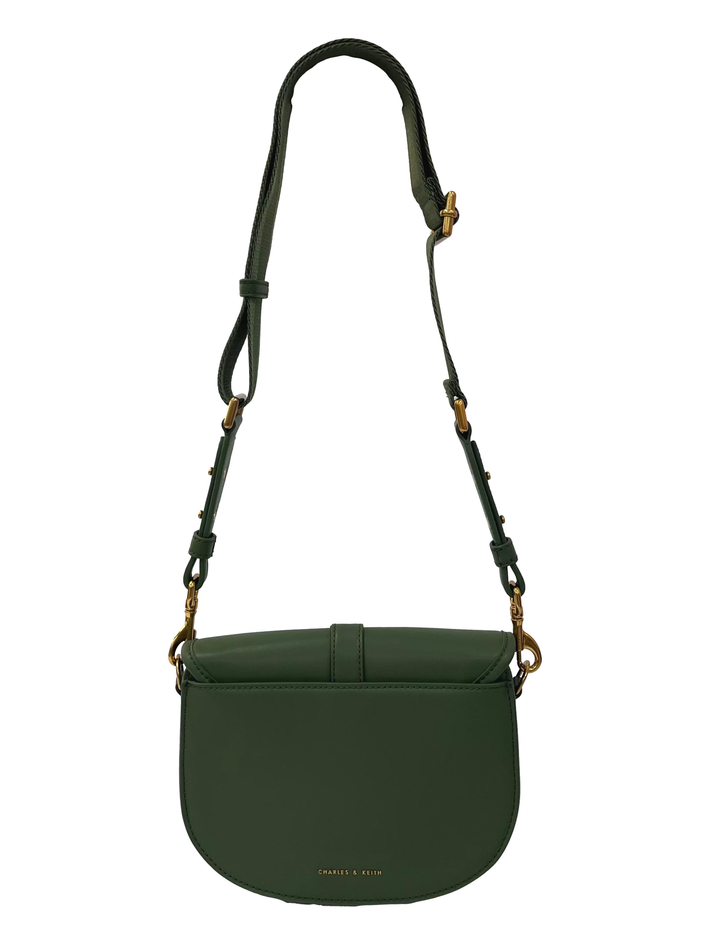 Green Leather Flora Belted Saddle Bag CSN