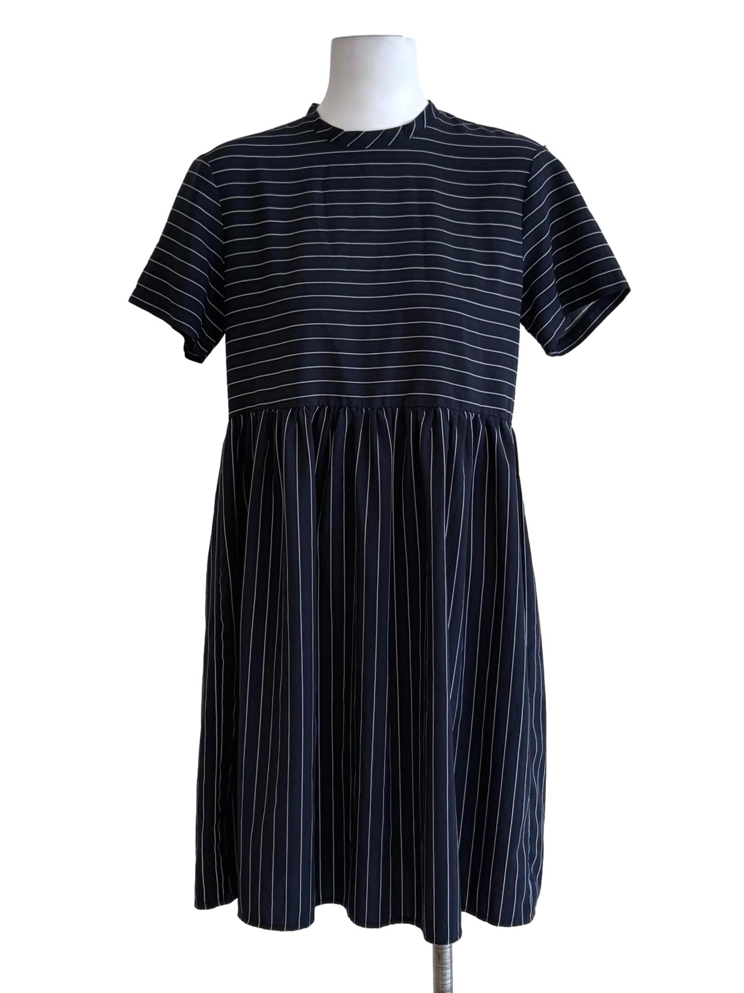 Berry Blue Stripes Shirt Dress