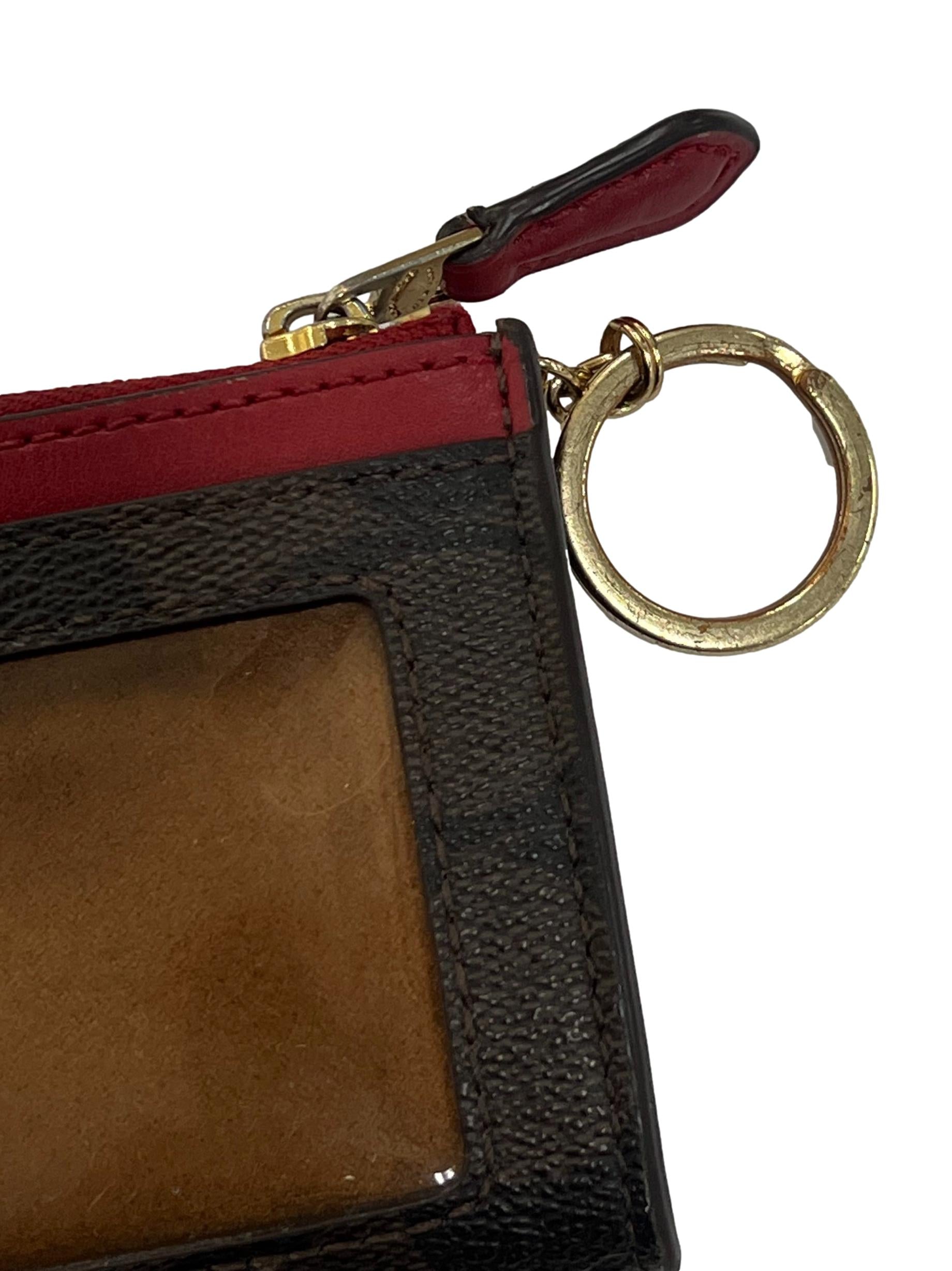 Dark Brown Red Card Holder