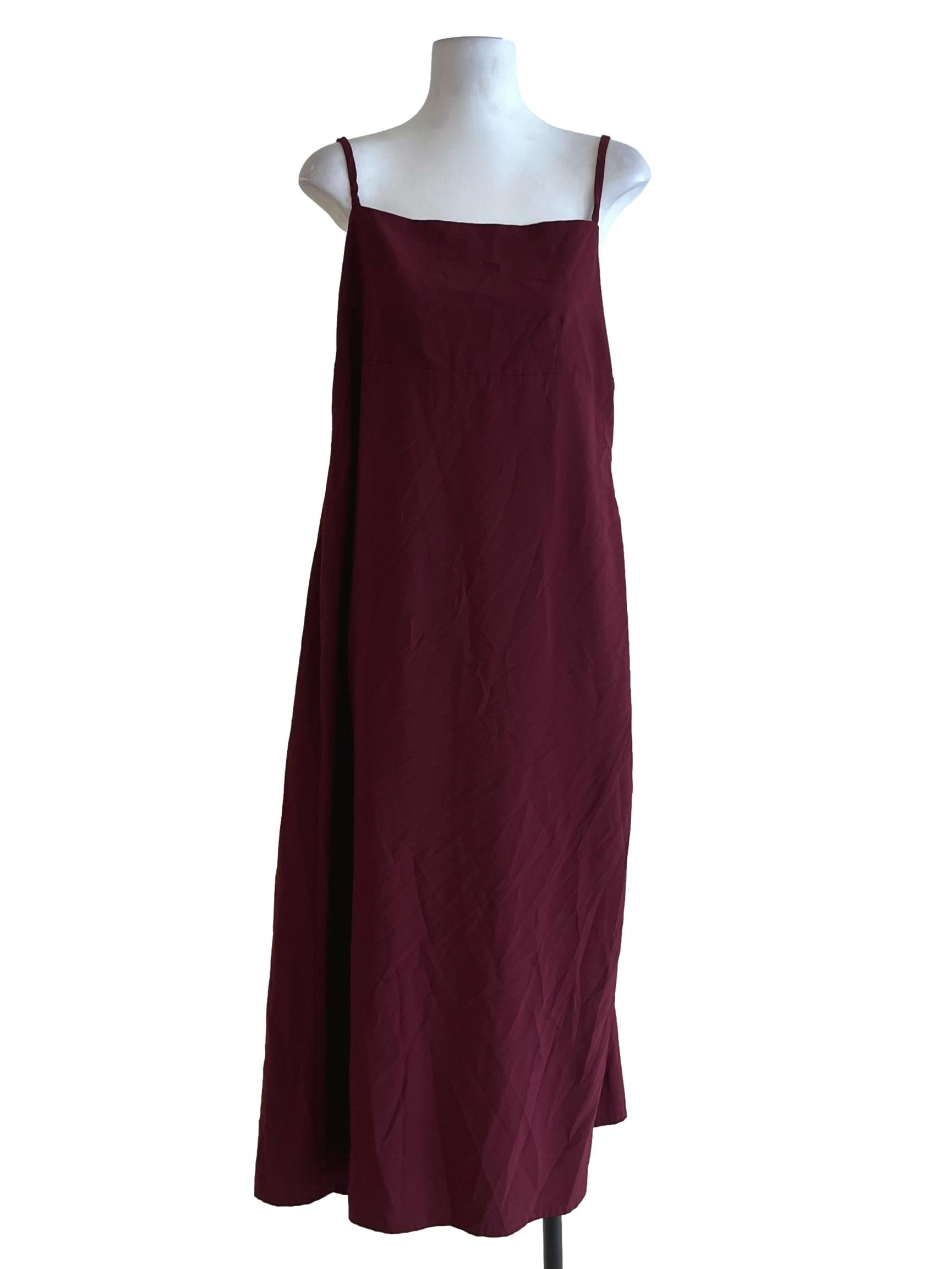 Dark Burgundy Spaghetti Strap A-Line Dress