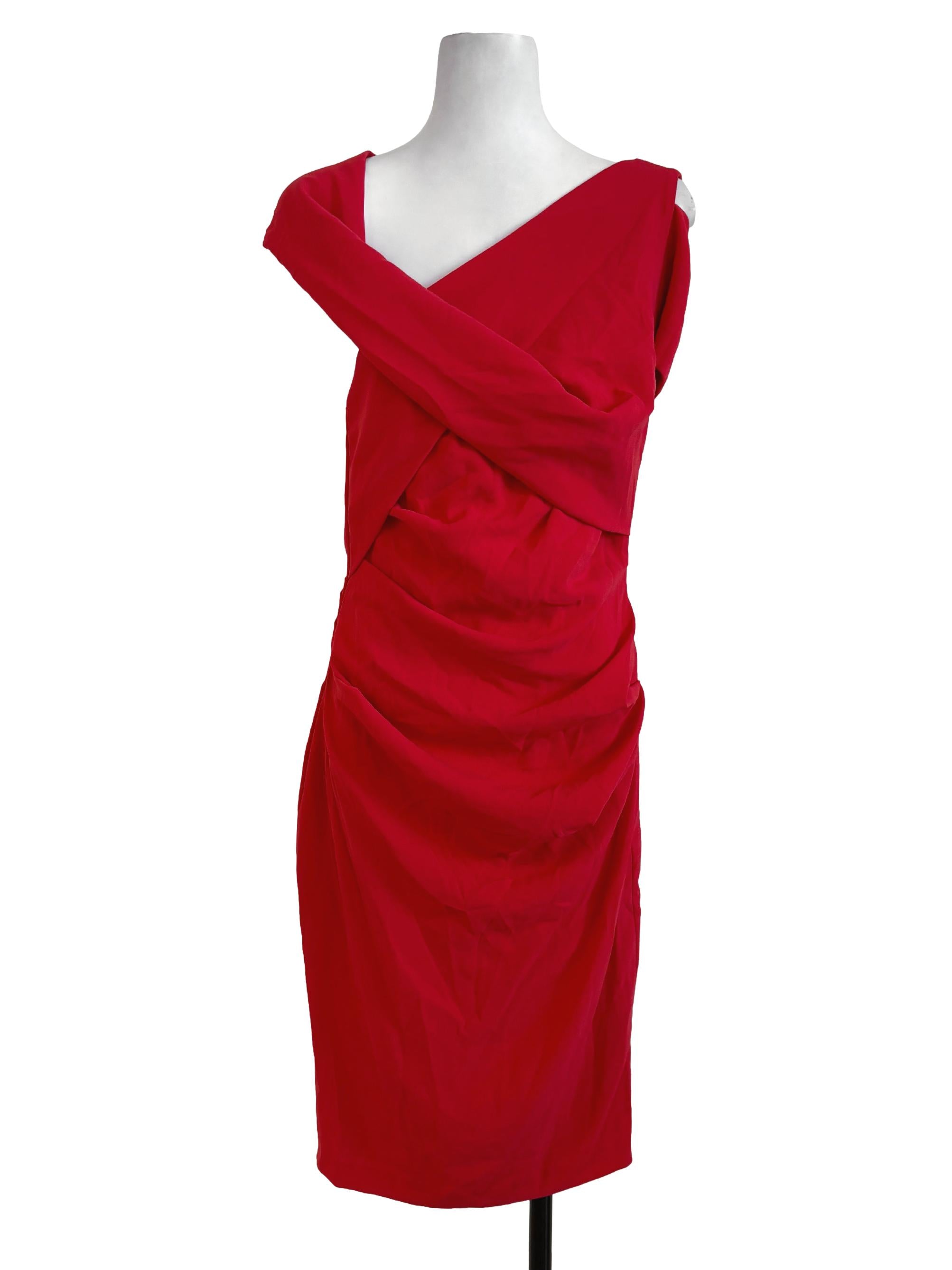 Rose Red Drapped Dress