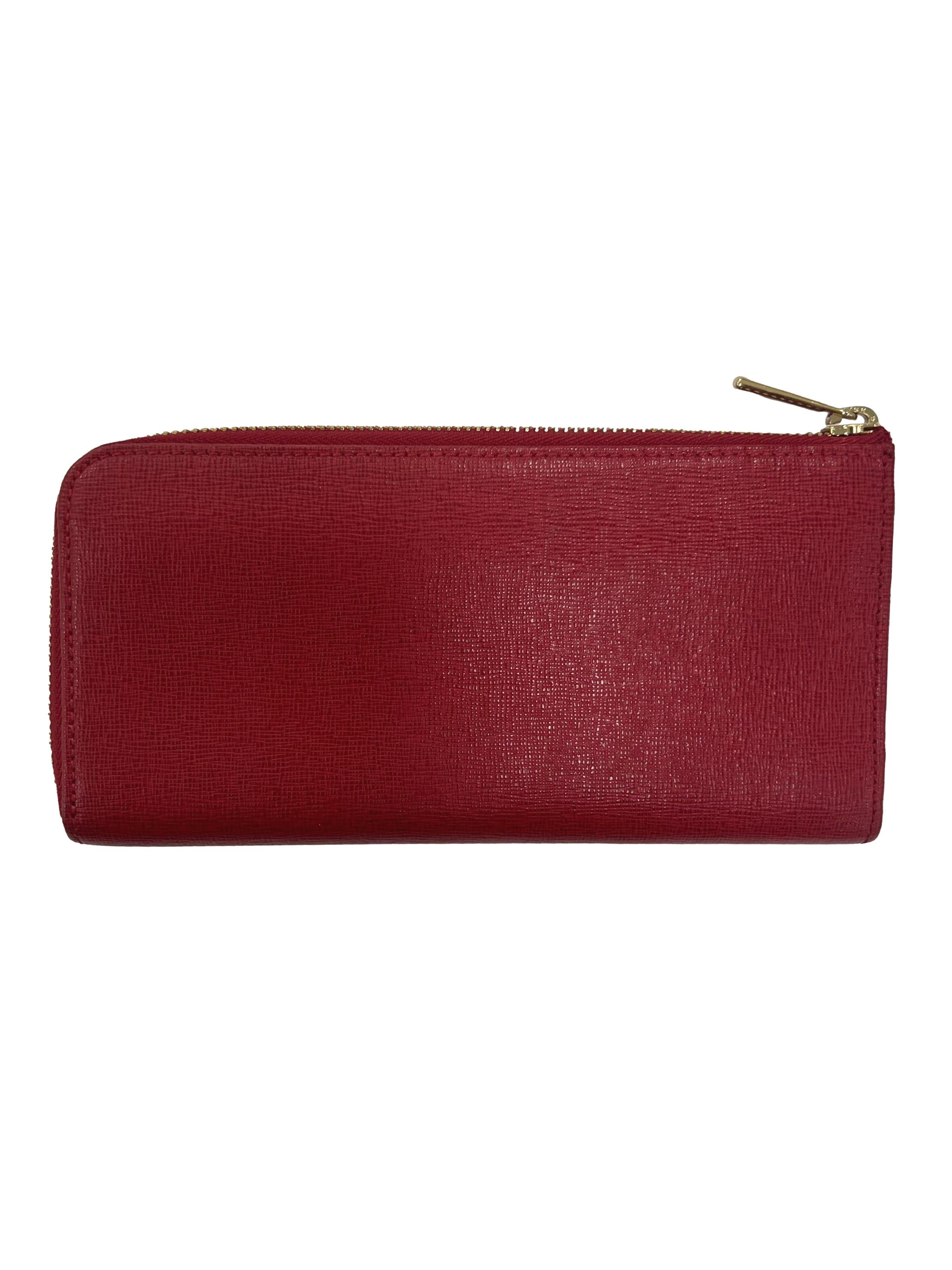 Currant Red Textured Long Wallet