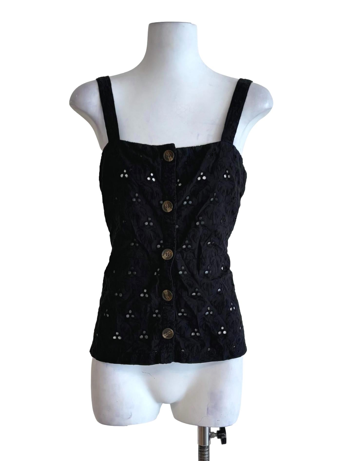 Ebony Black Eyelet Sleeveless Top