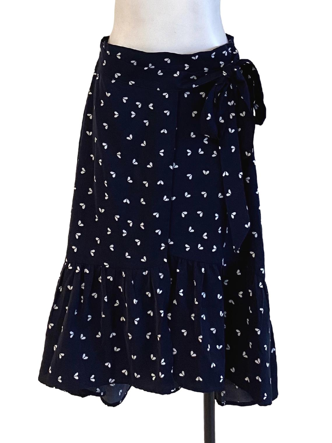 Rich Black Printed Flowy Loose Wrap Skirt