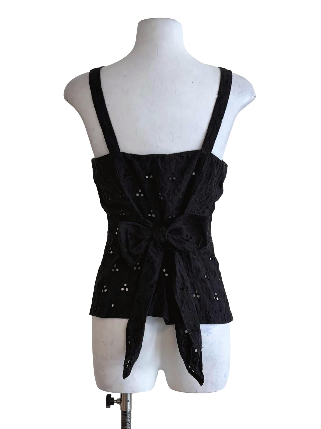 Ebony Black Eyelet Sleeveless Top