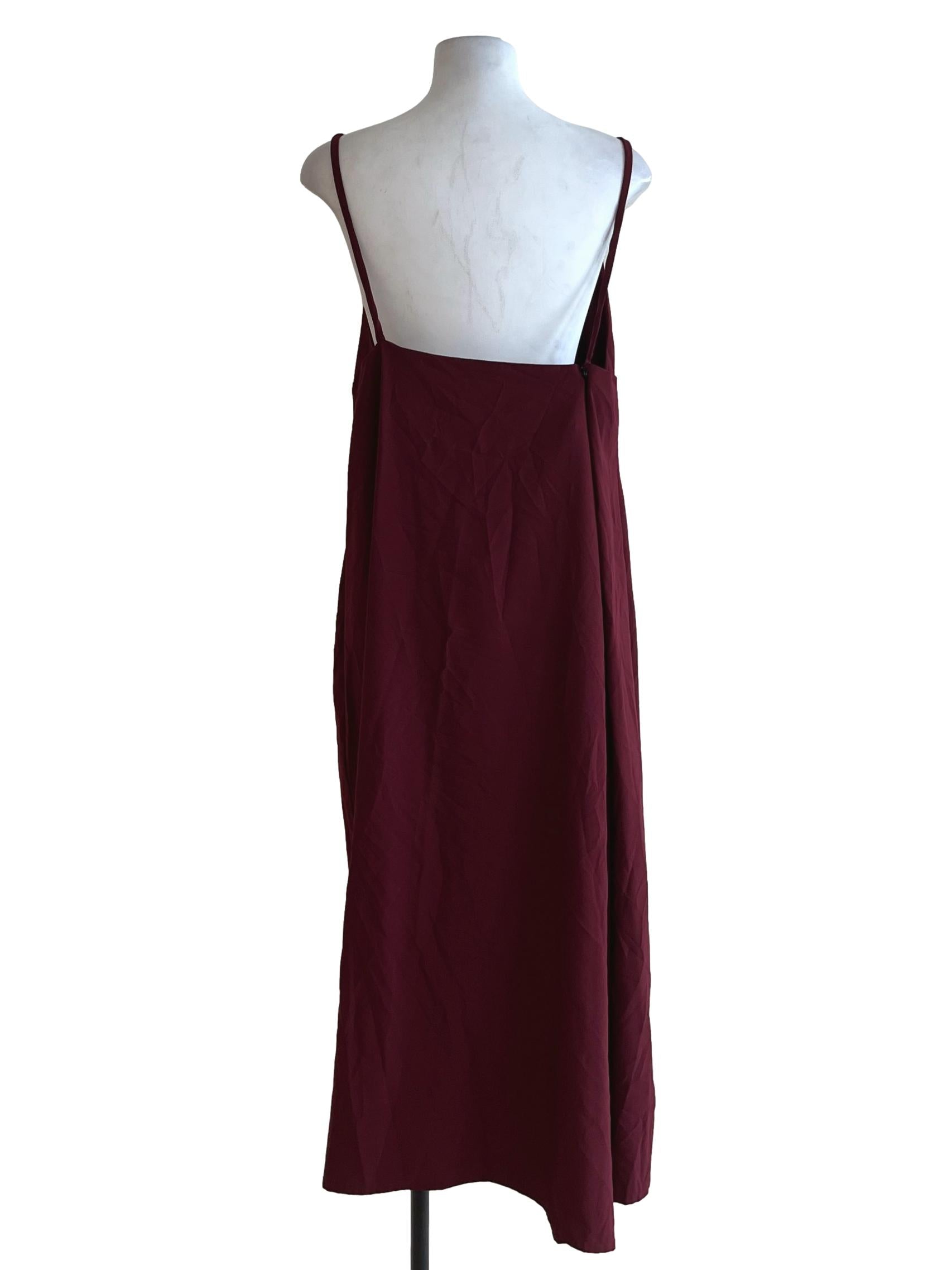 Dark Burgundy Spaghetti Strap A-Line Dress