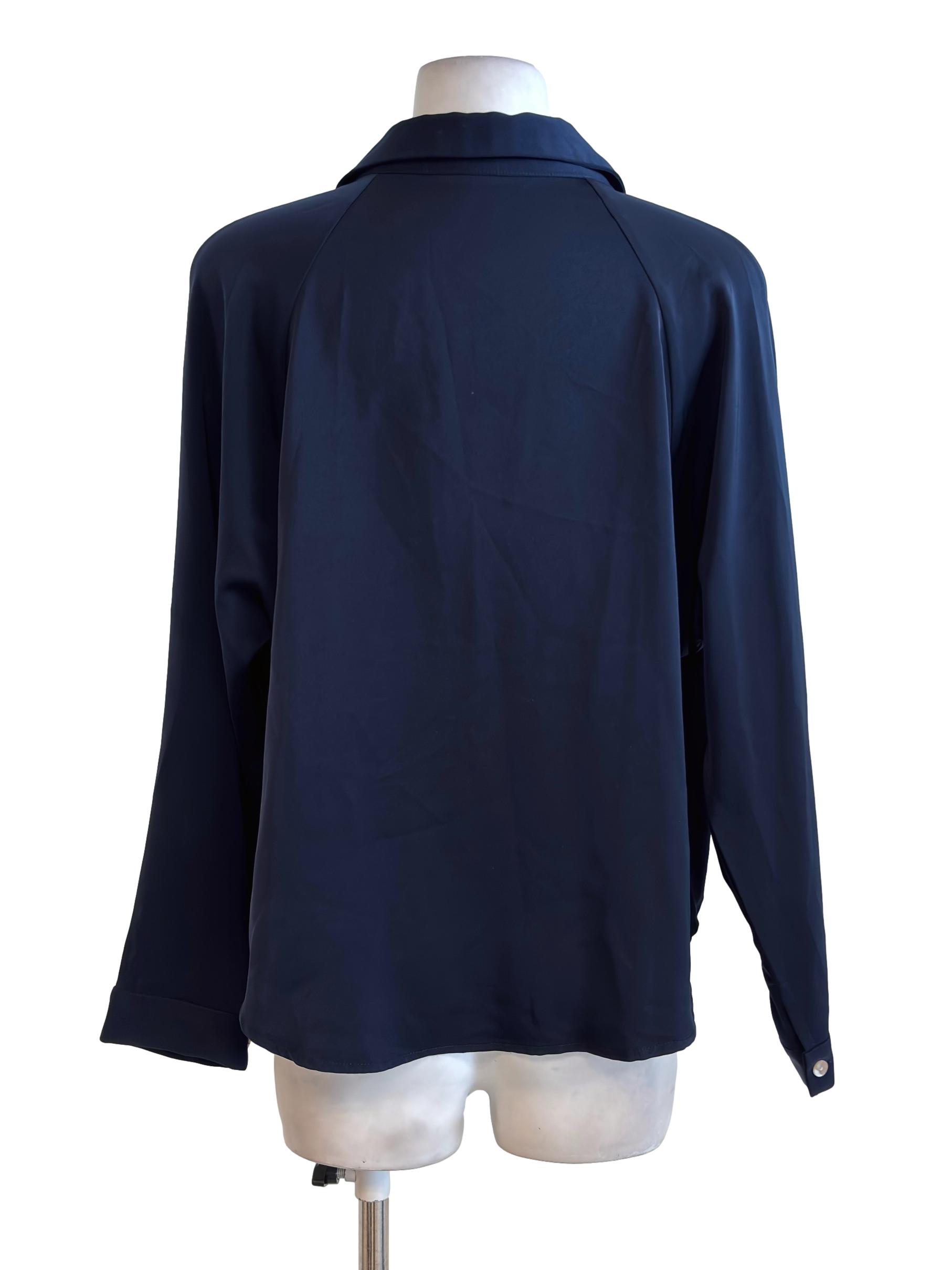 Navy Blue Satin Shirt