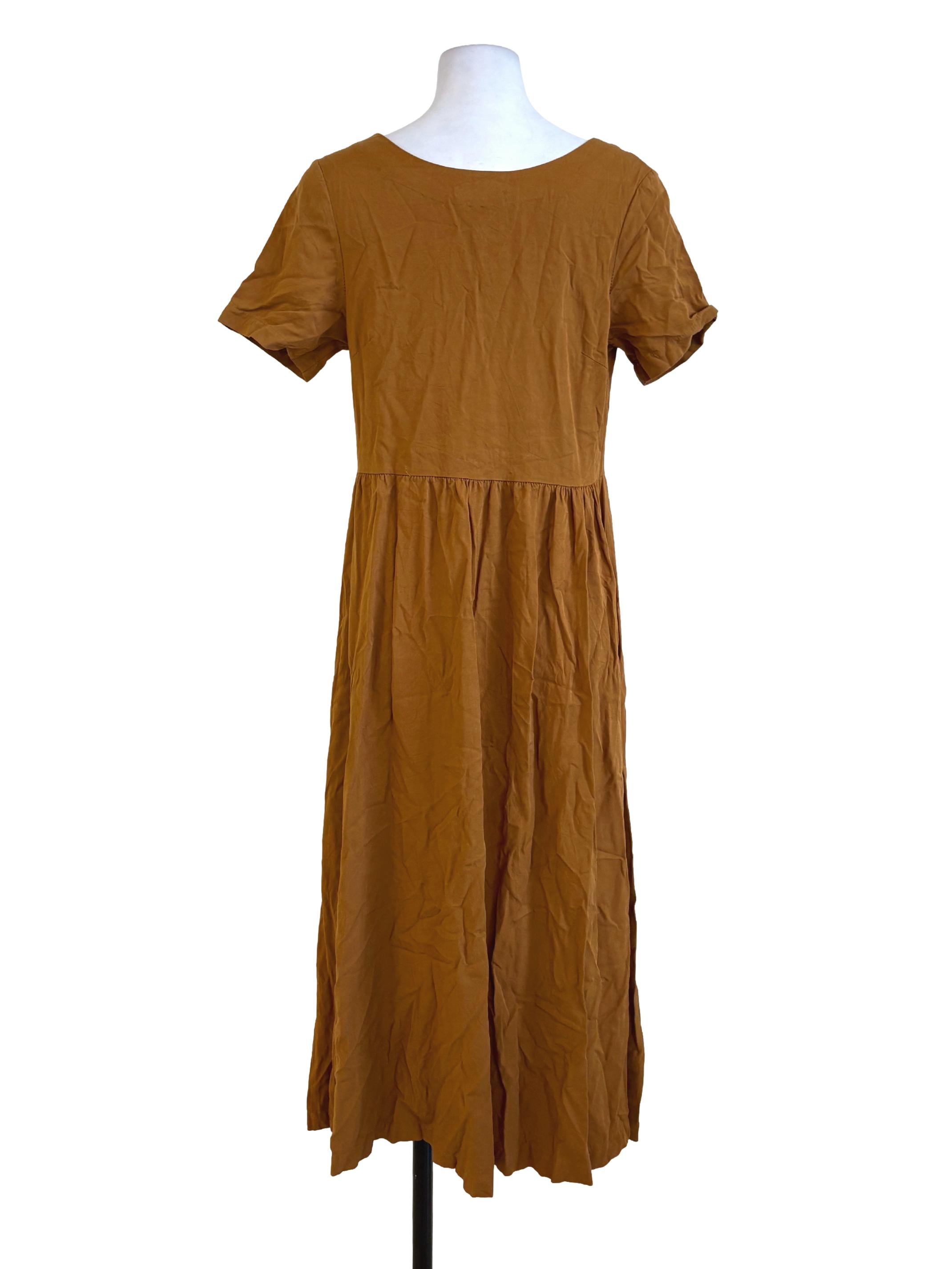 Mustard Yellow Buttoned Straight Dress TEM