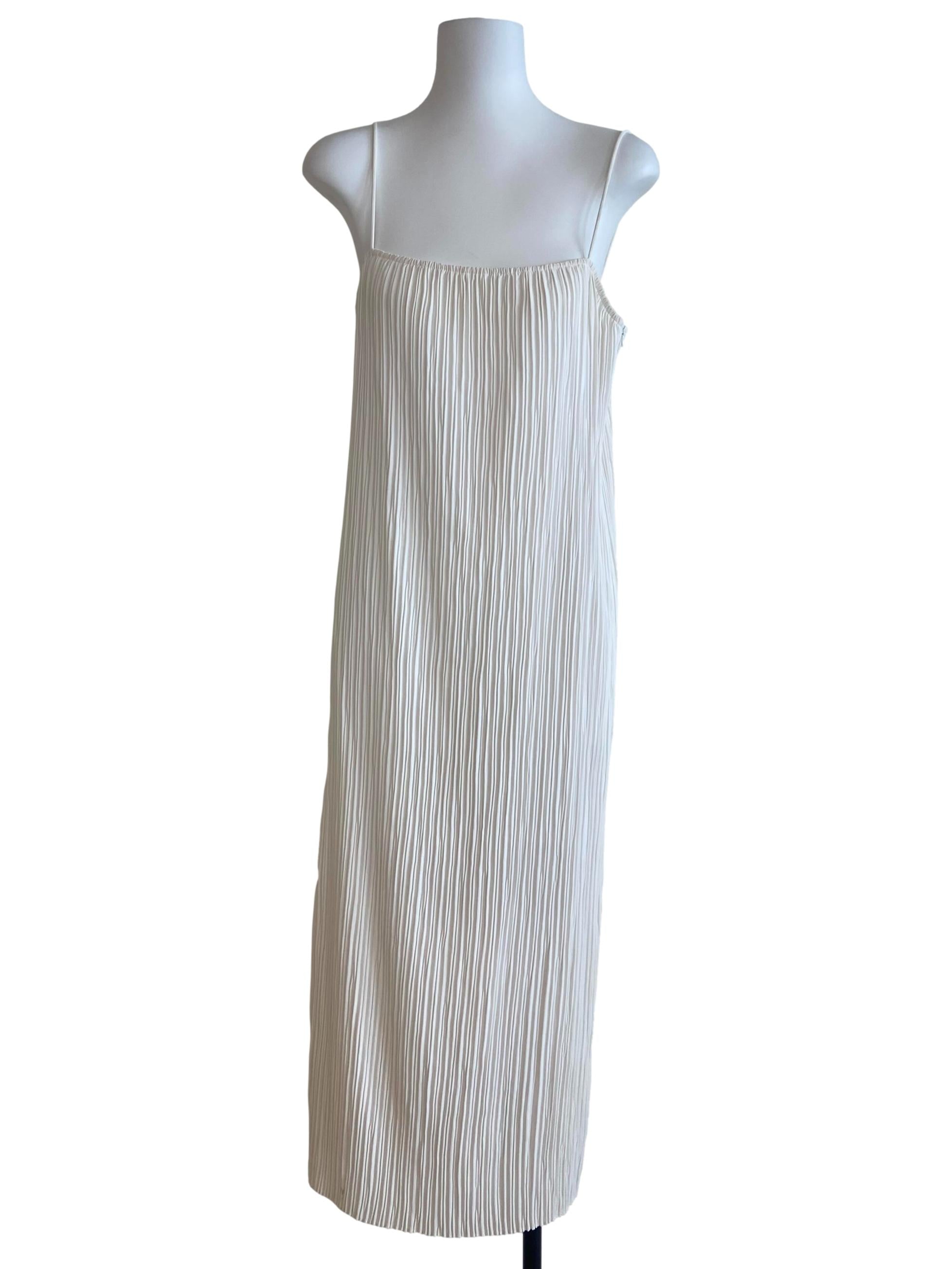 White Pleated Column Dress OSN