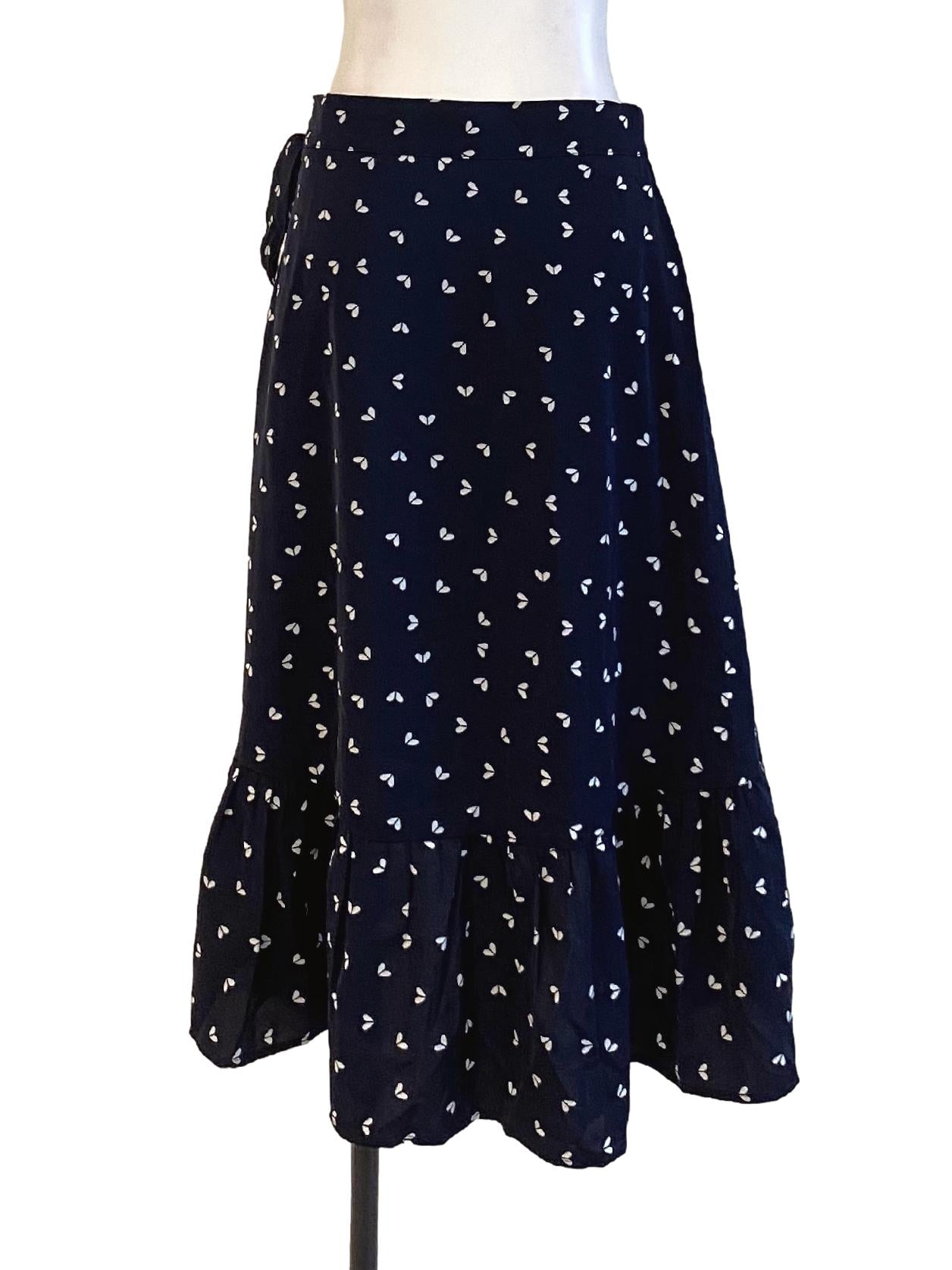 Rich Black Printed Flowy Loose Wrap Skirt