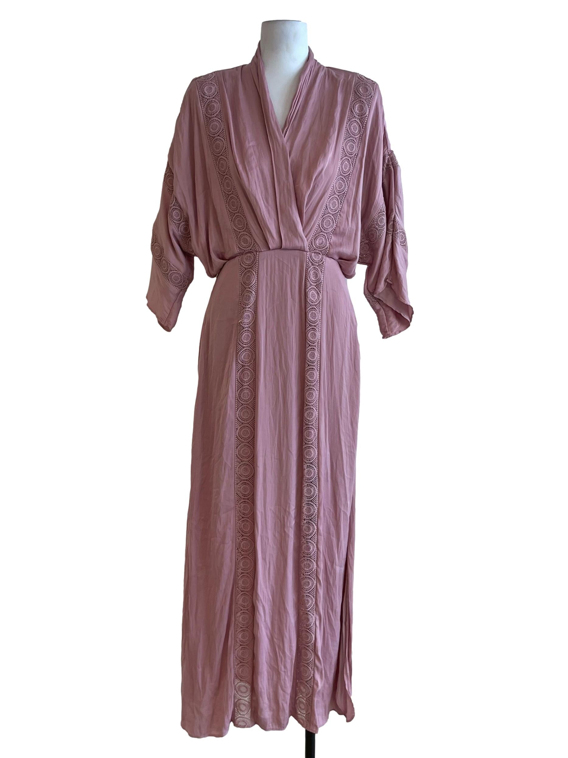 Flamingo Pink V-Neckline Empire Dress