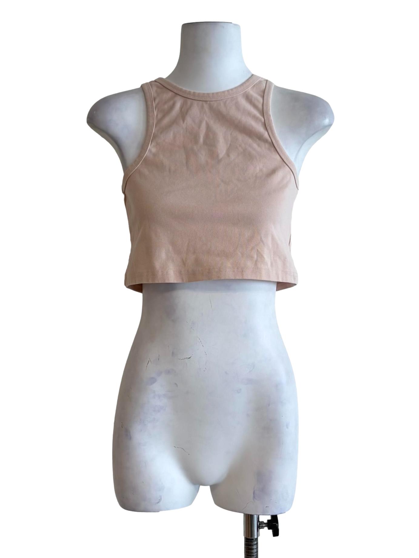Beige Crop Tank Top