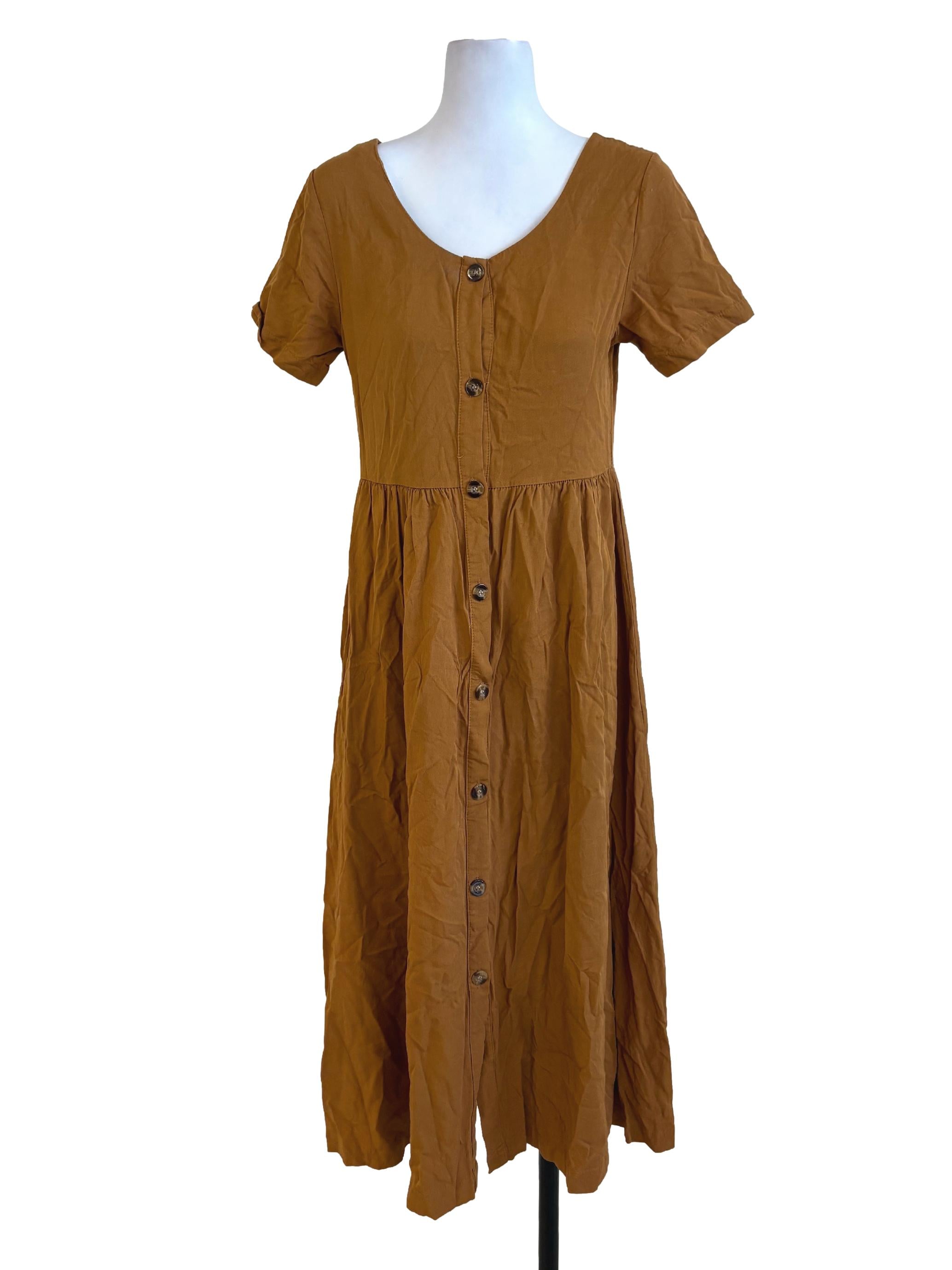Mustard Yellow Buttoned Straight Dress TEM