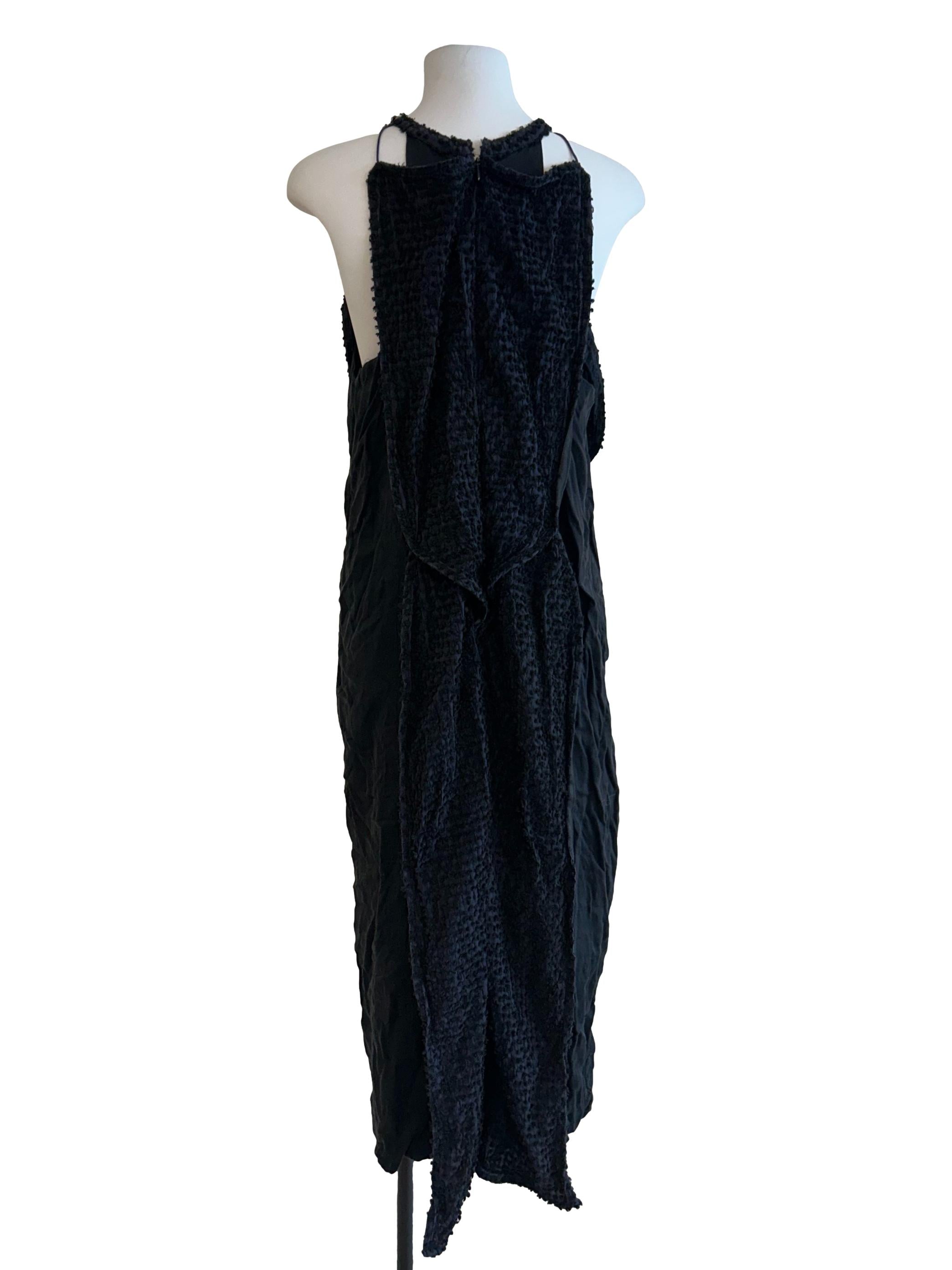 Off Black Textured Halter Dress