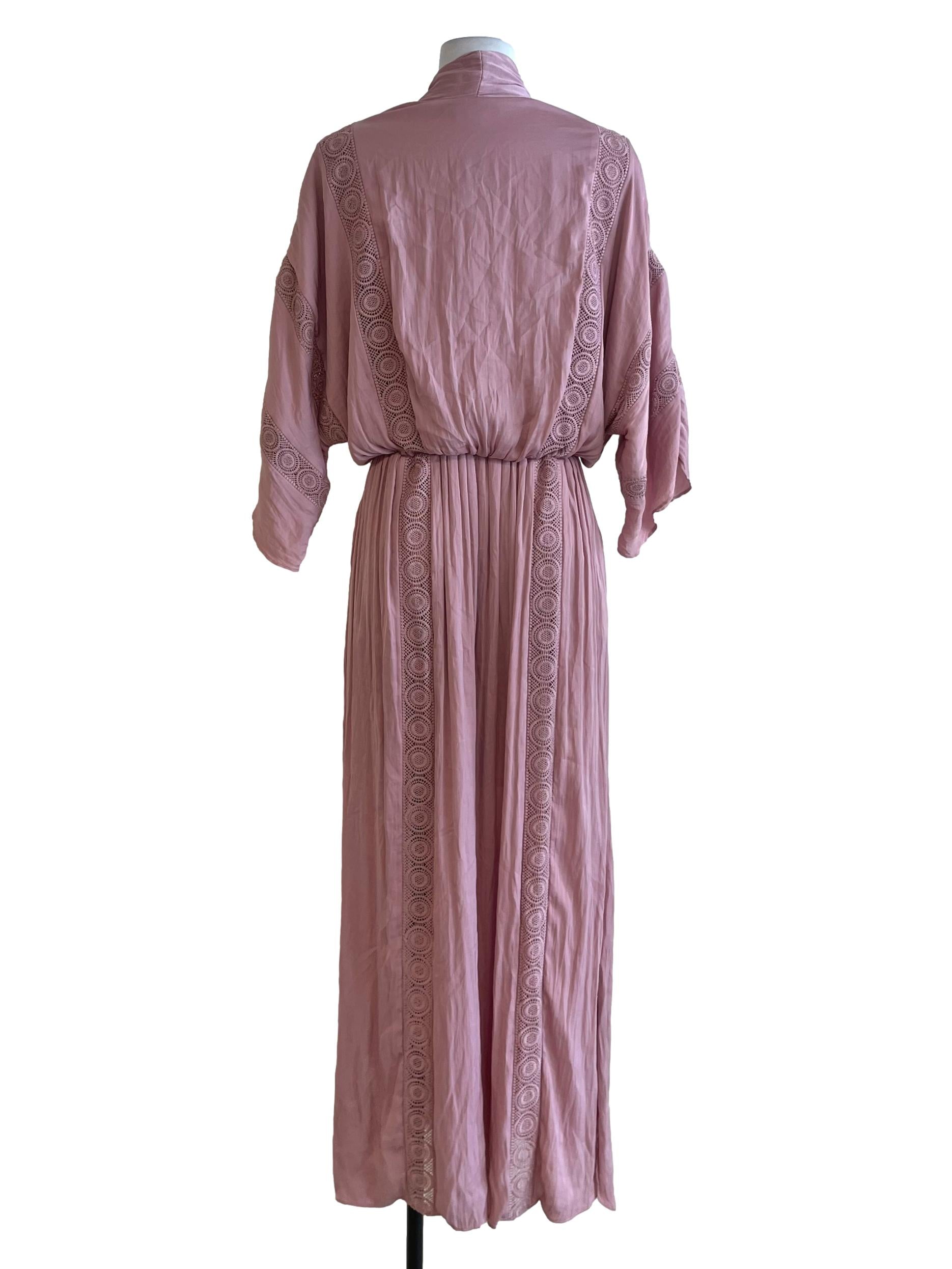 Flamingo Pink V-Neckline Empire Dress