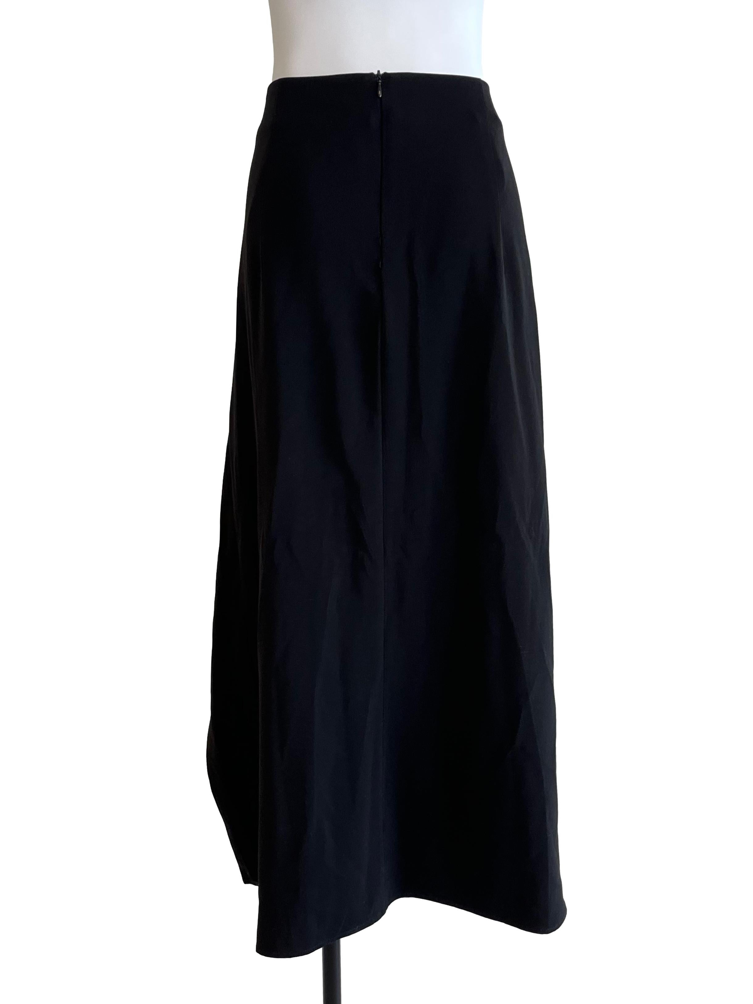 Black Ruched Slit Skirt
