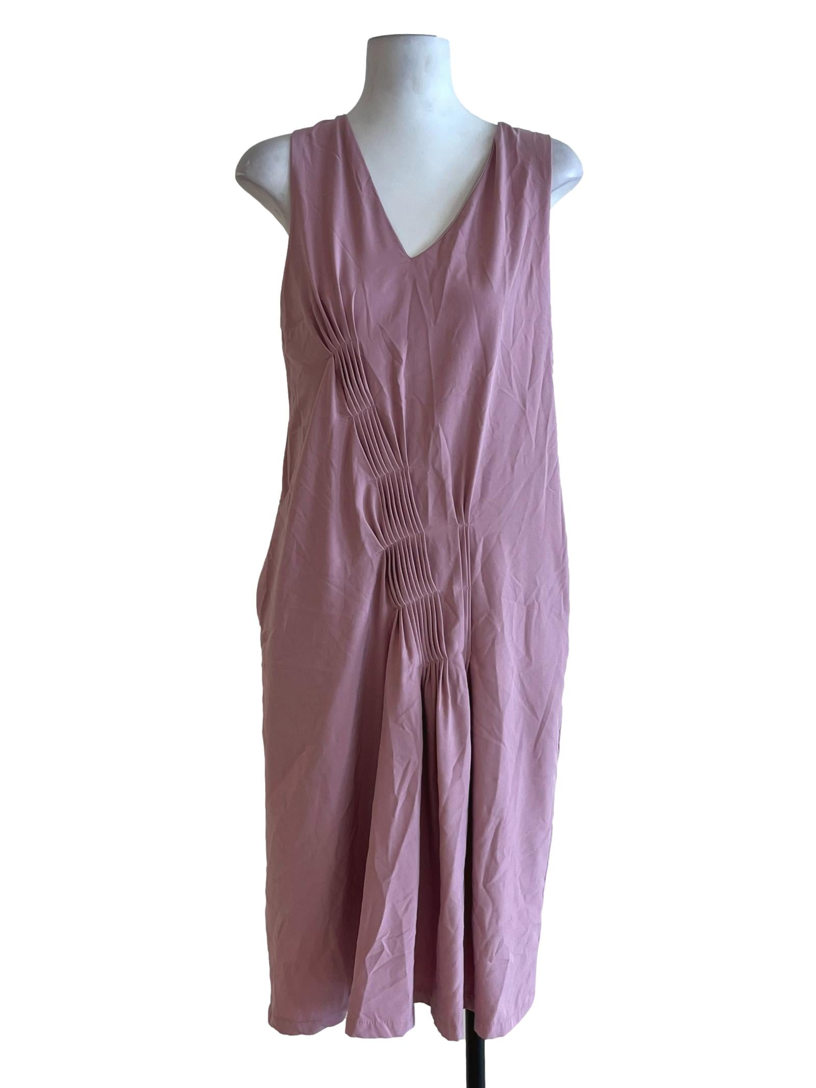 Flamingo Pink V-Neckline Sheath Dress