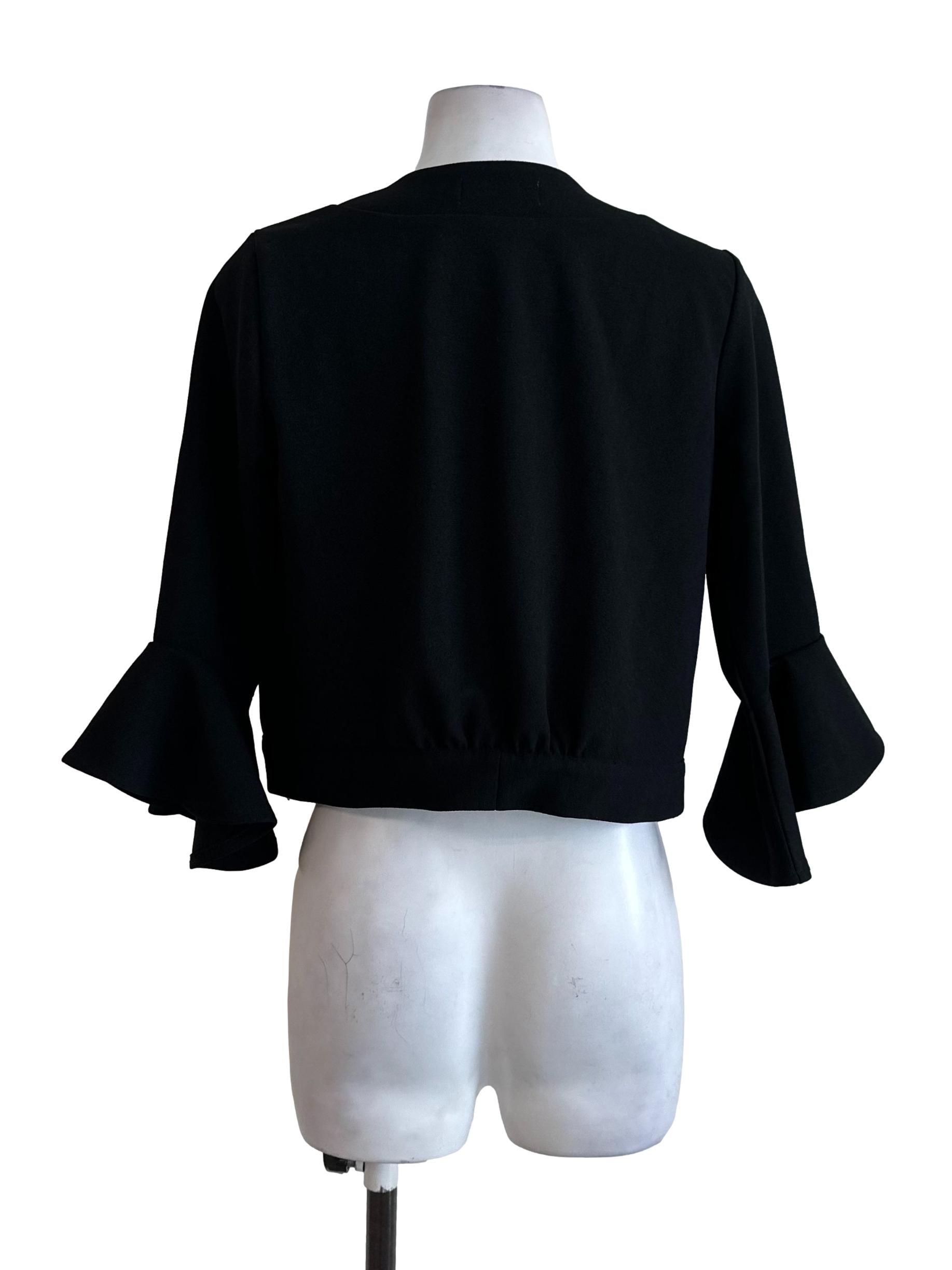 Onyx Black V Neck Front Tie Cardigan