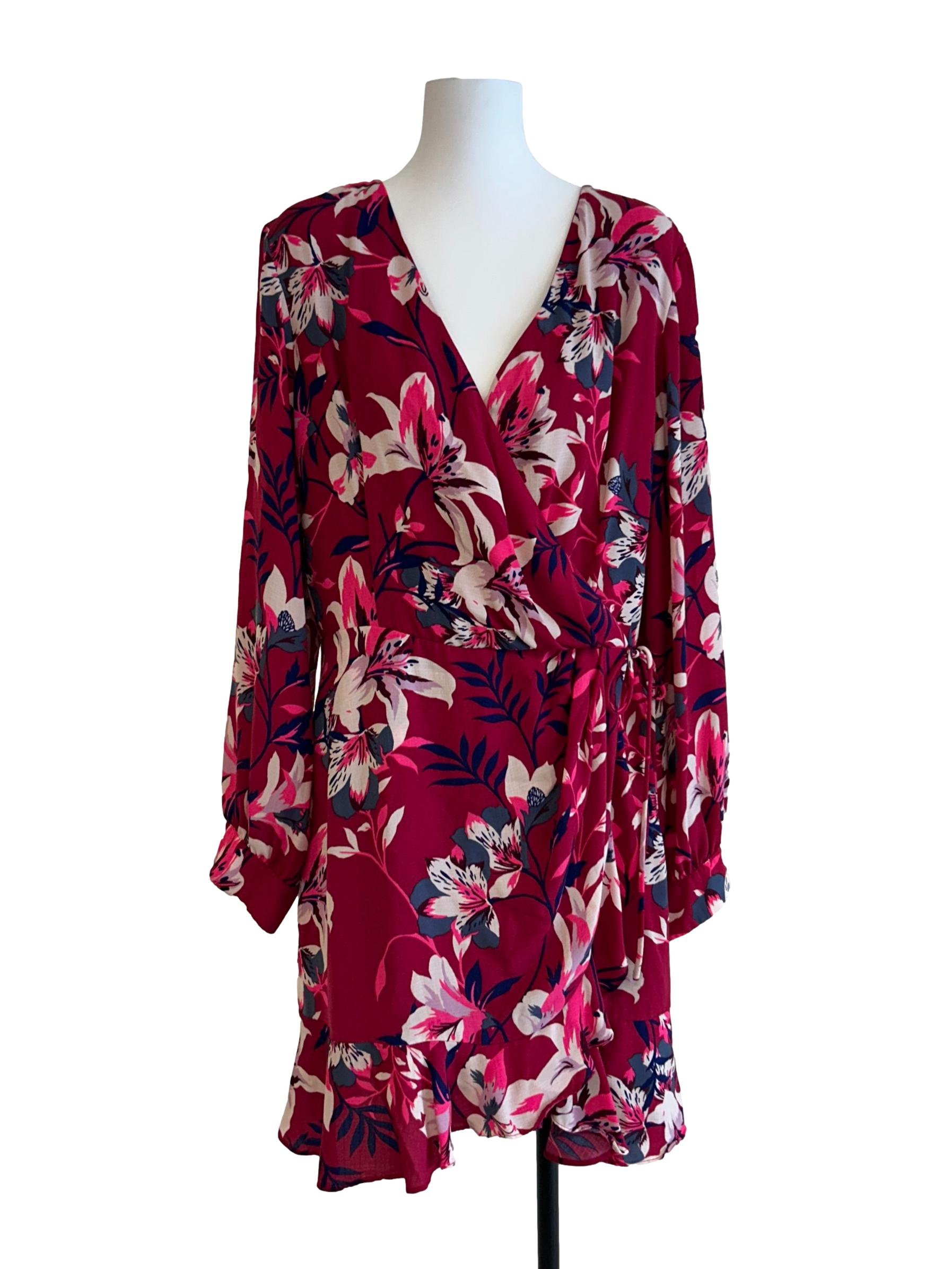 Boysenberry Pink Floral Ruffled Dress