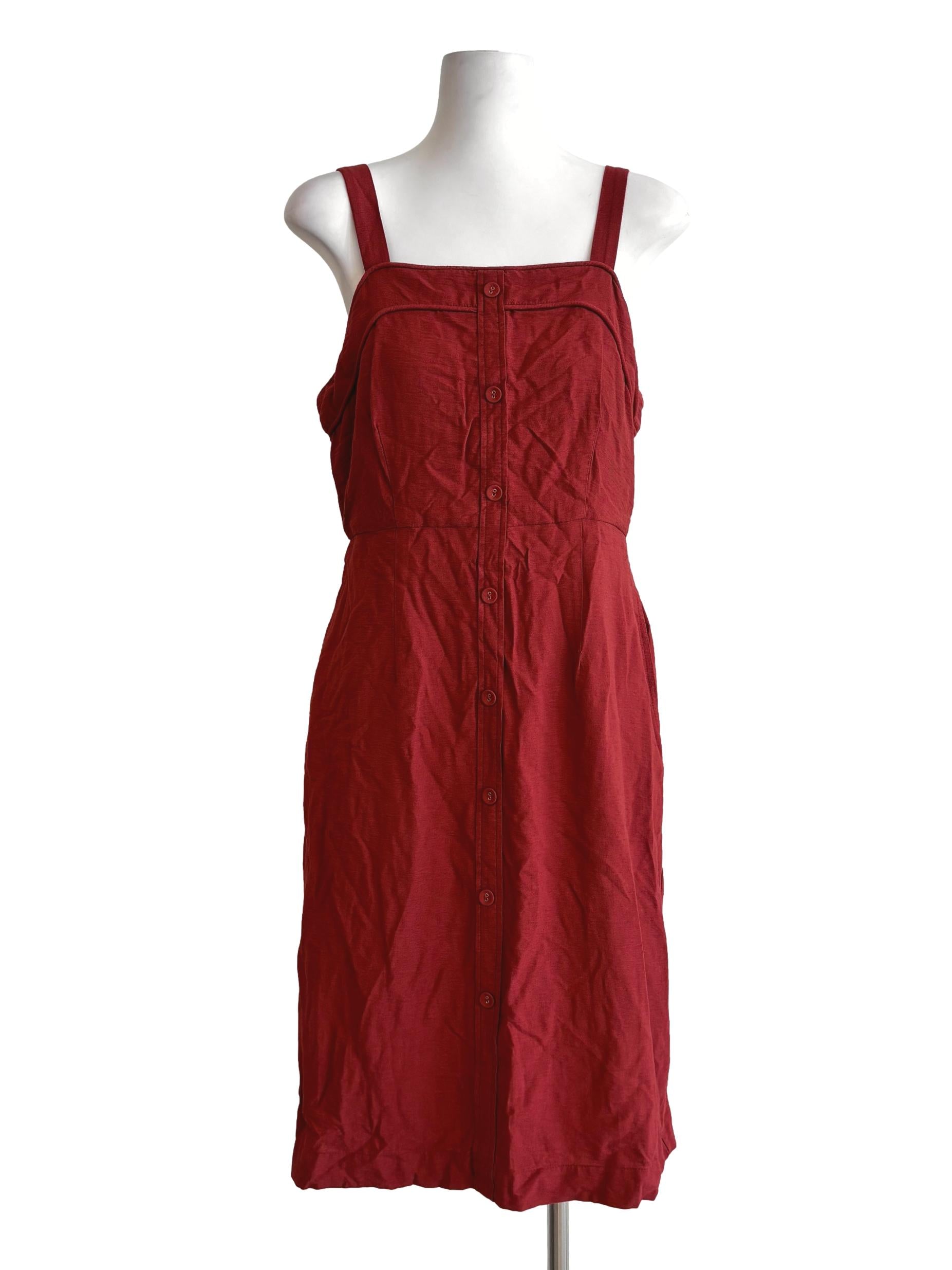 Brick Red Sleeveless A-Line Dress TTR