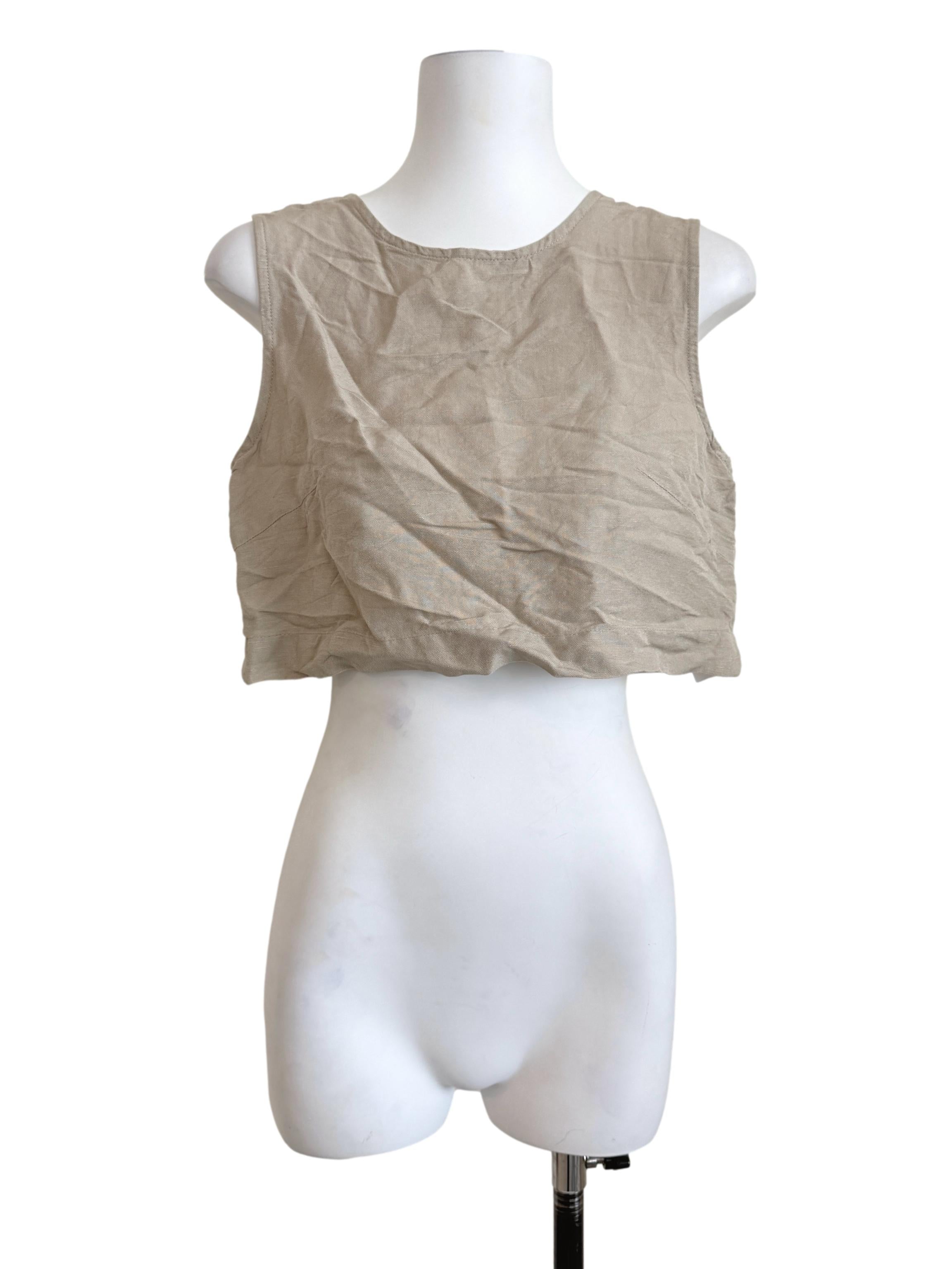 Bone Beige Round Neck Top LB
