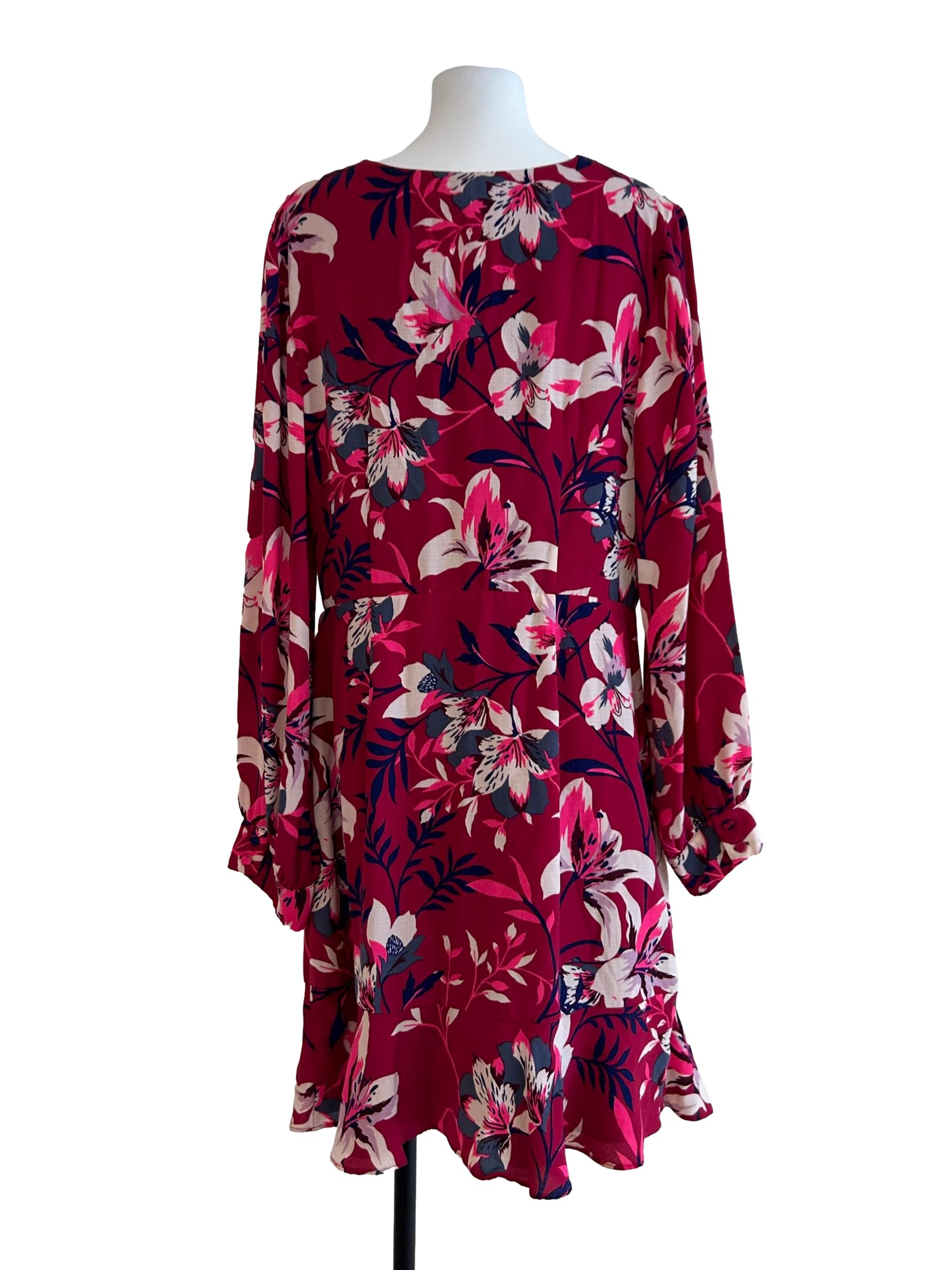 Boysenberry Pink Floral Ruffled Dress