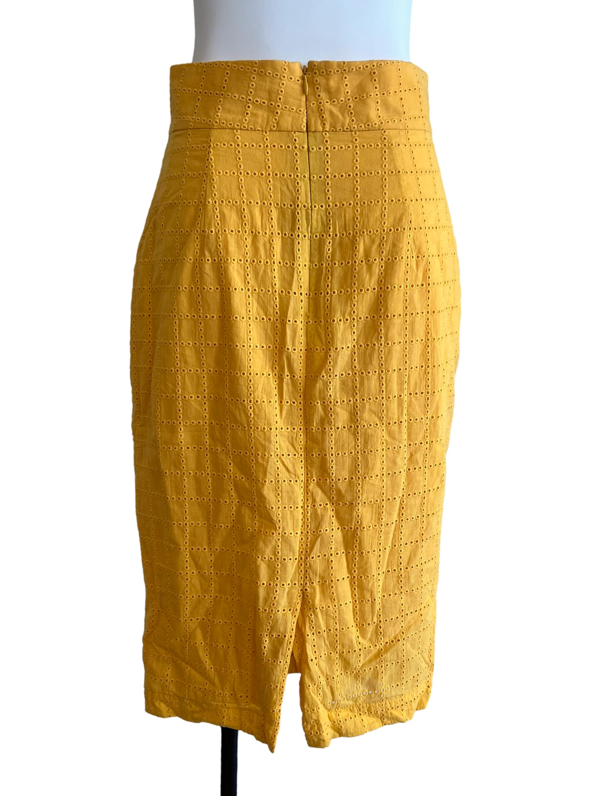 Mustard Eyelet Pencil Skirt