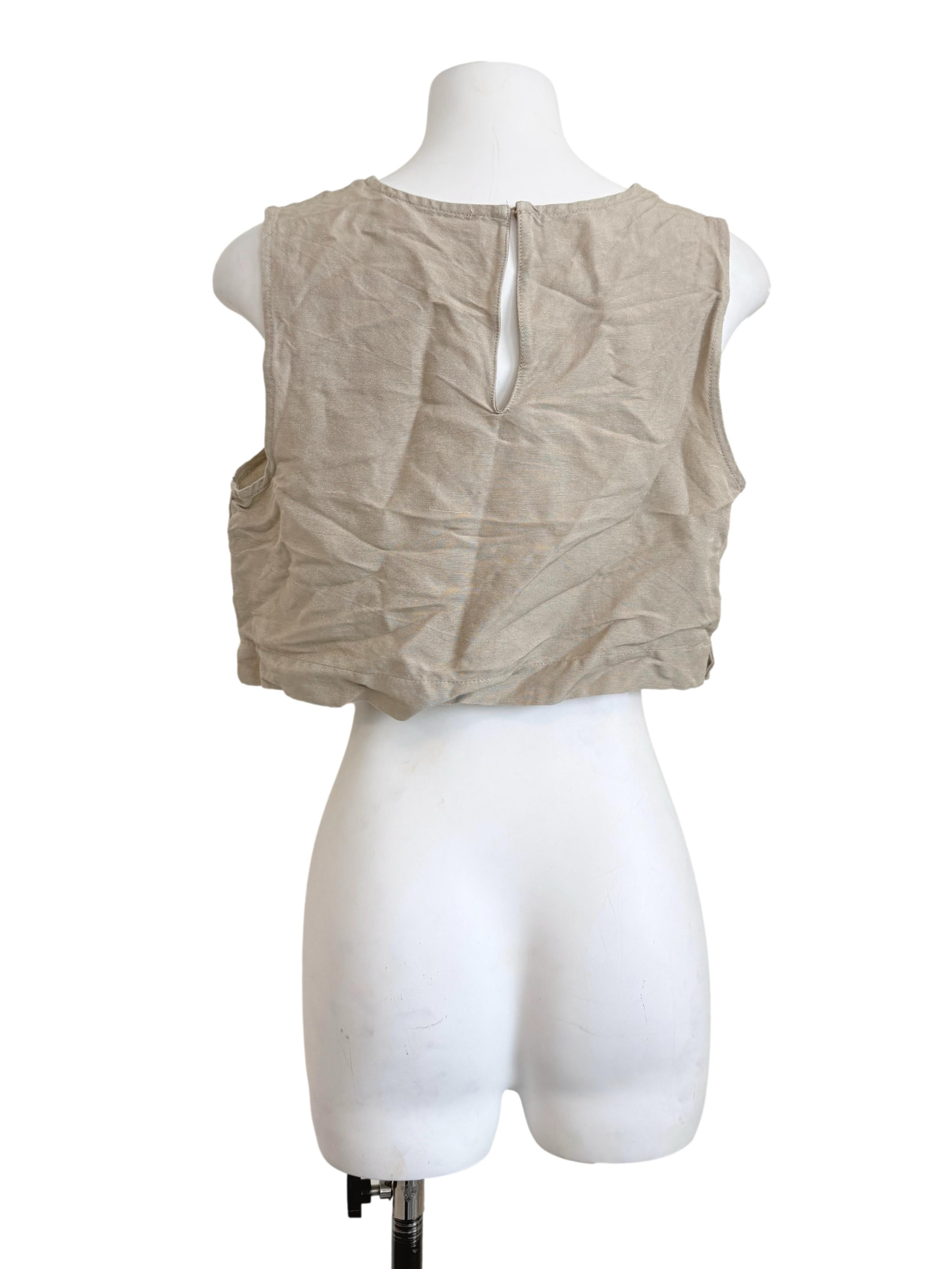Bone Beige Round Neck Top LB