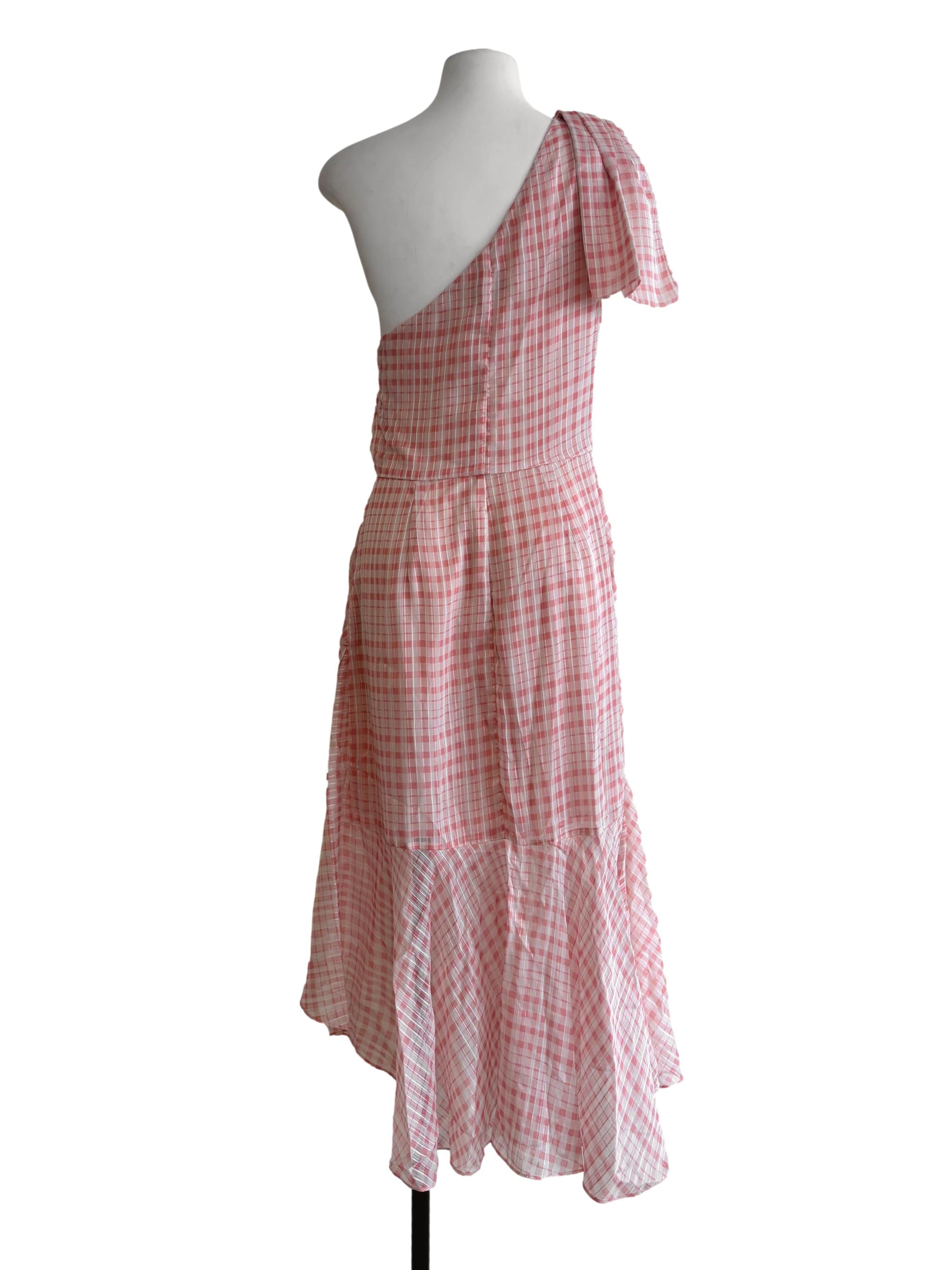 Rose Pink Checkered Ruffle Dress