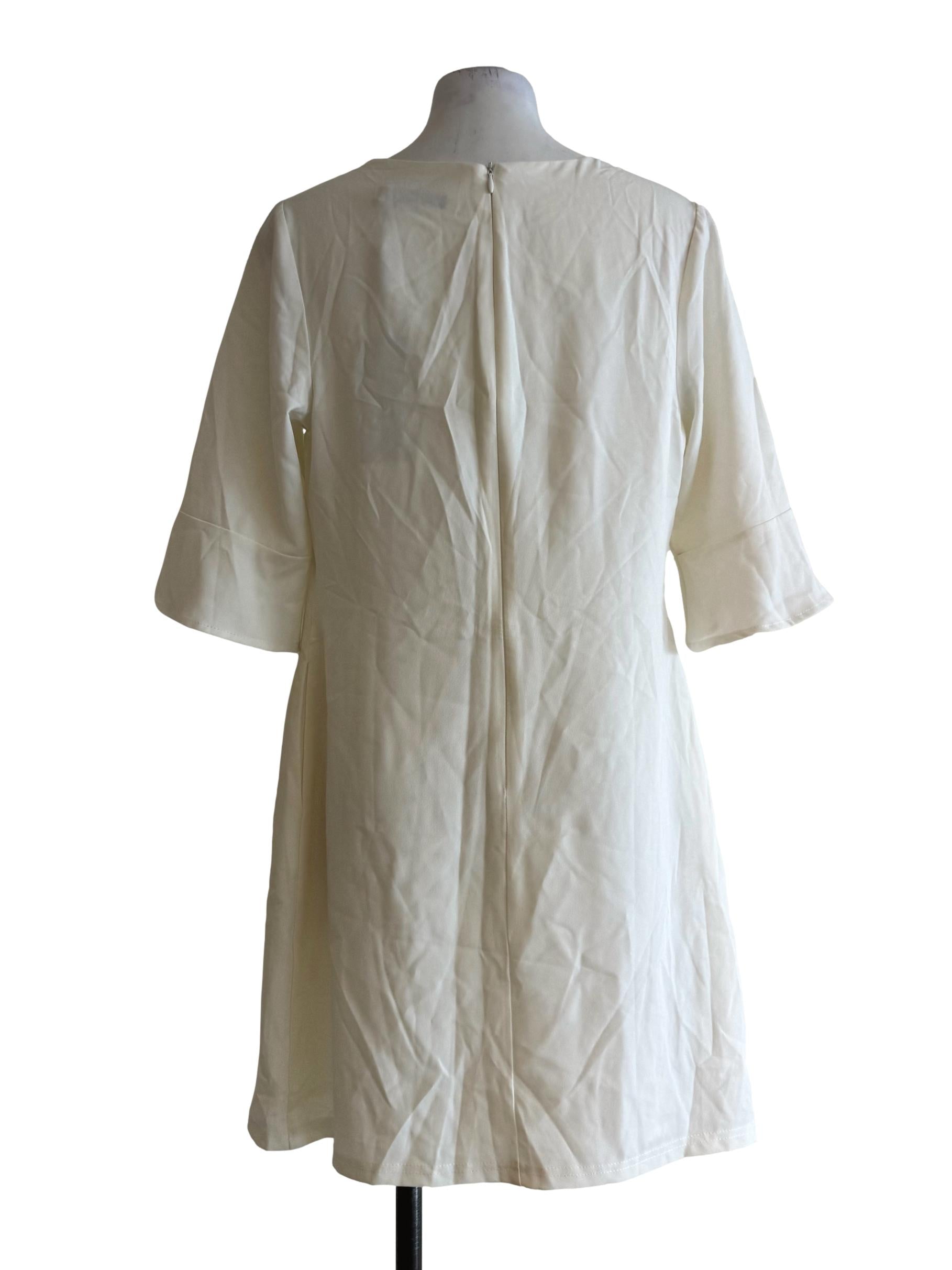 Cream Short Sleeve Dress