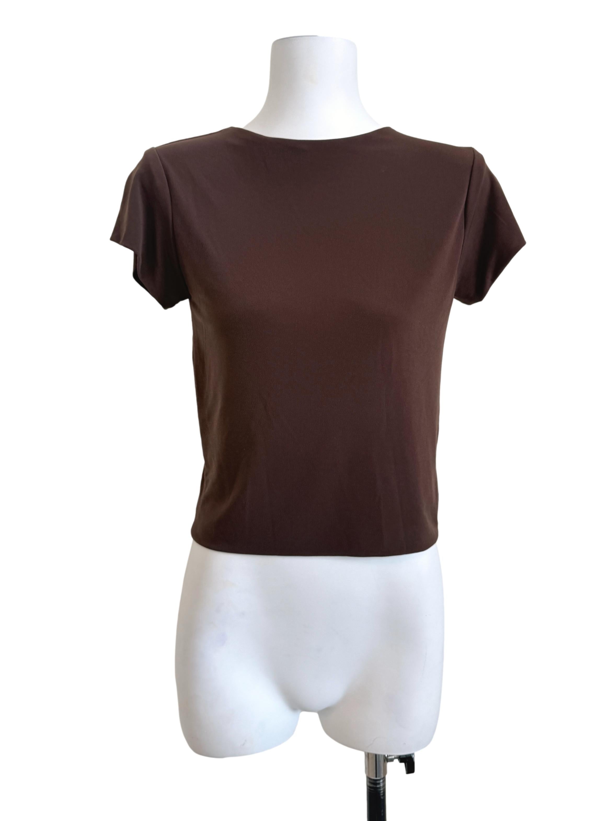 Syrup Brown Short Sleeves Top