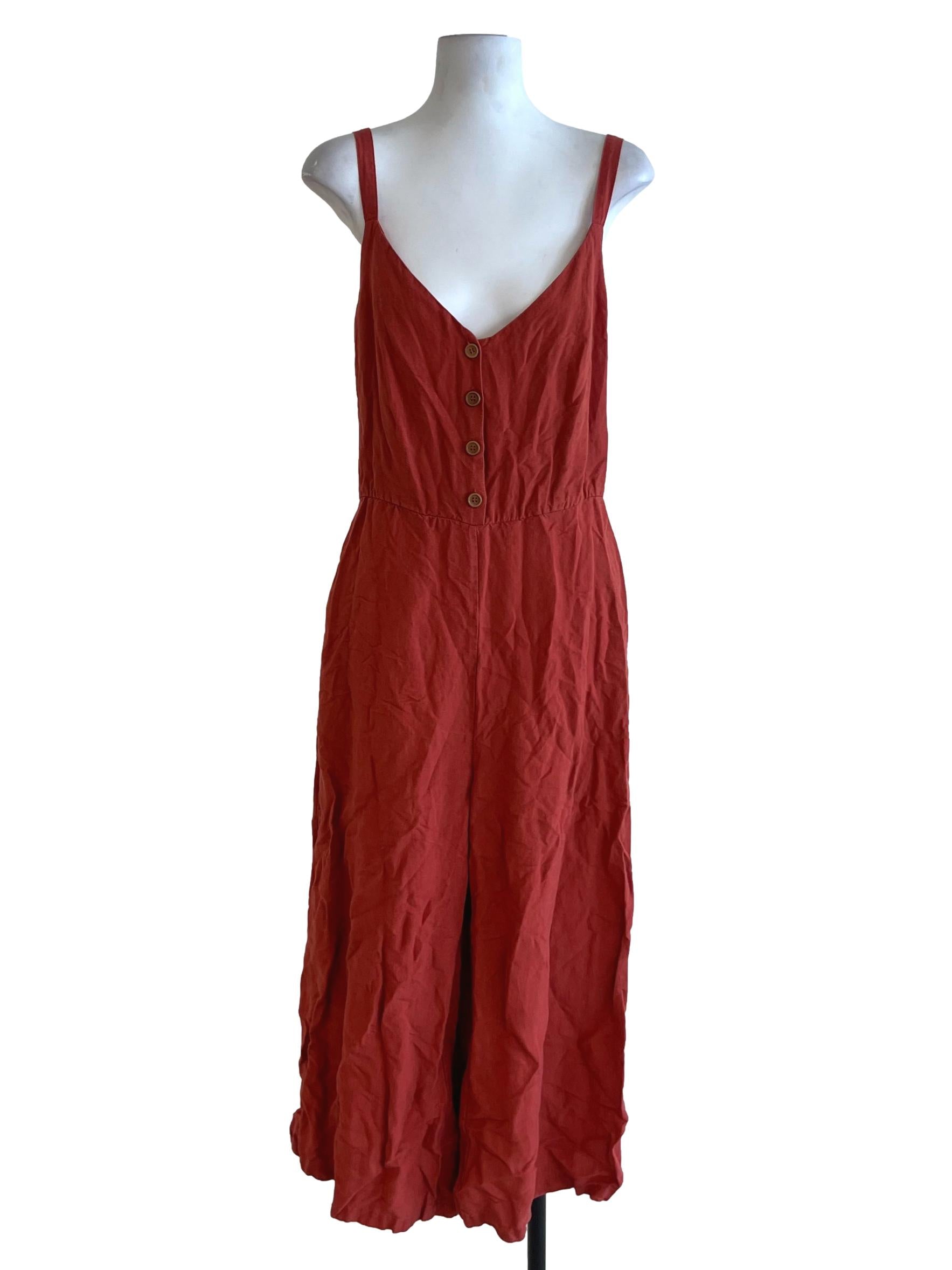 Amber Orange V-Neckline Jumpsuit