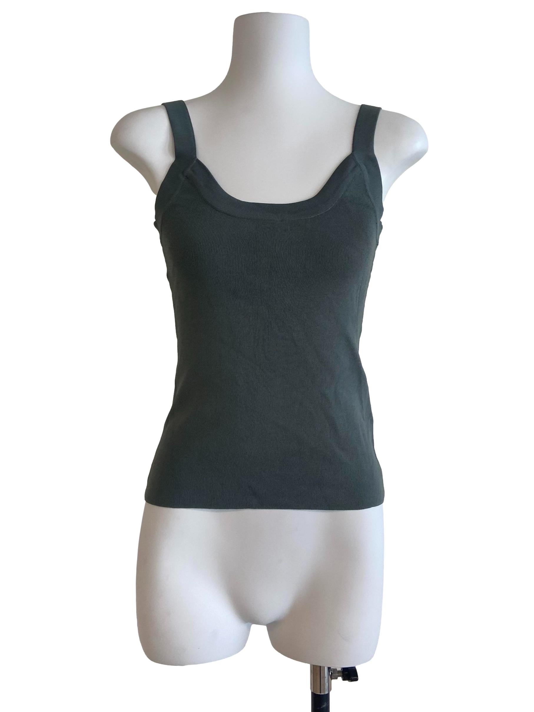 Dark Green Knitted Scoop Tank Top OSN
