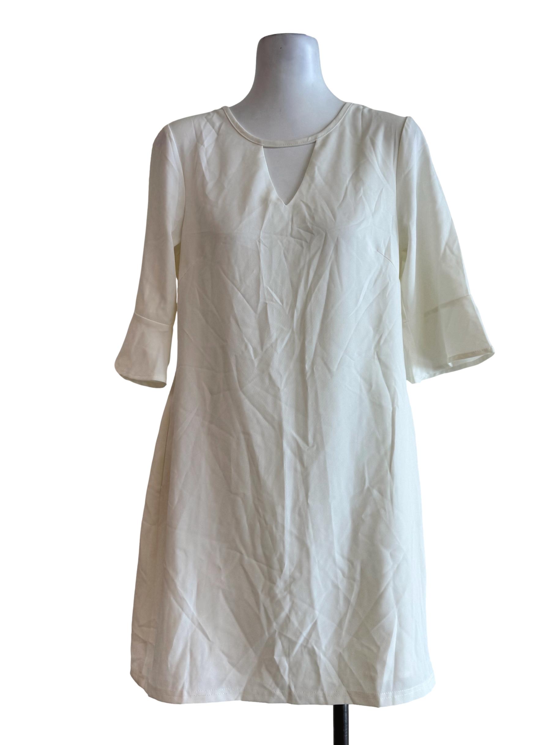 Cream Short Sleeve Dress
