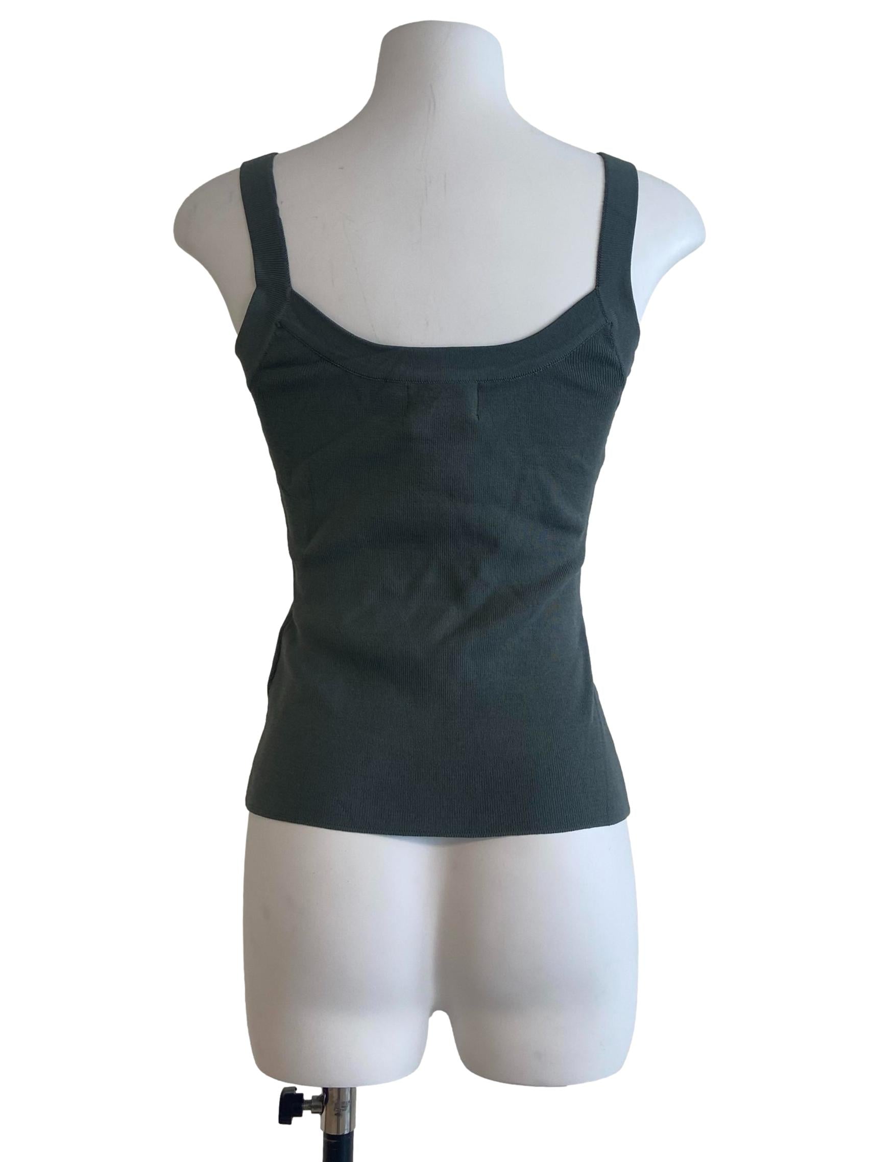 Dark Green Knitted Scoop Tank Top OSN