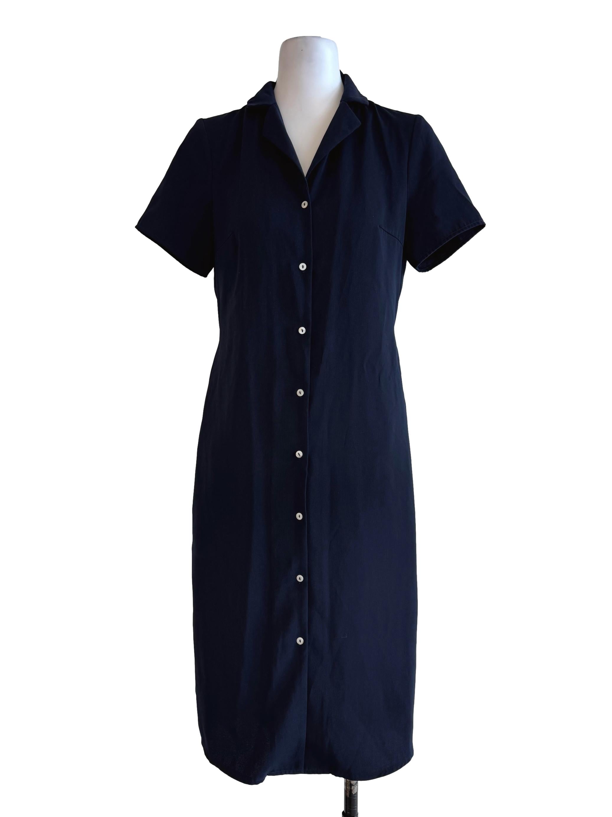 Navy Blue V Neck Shirt Dress LB