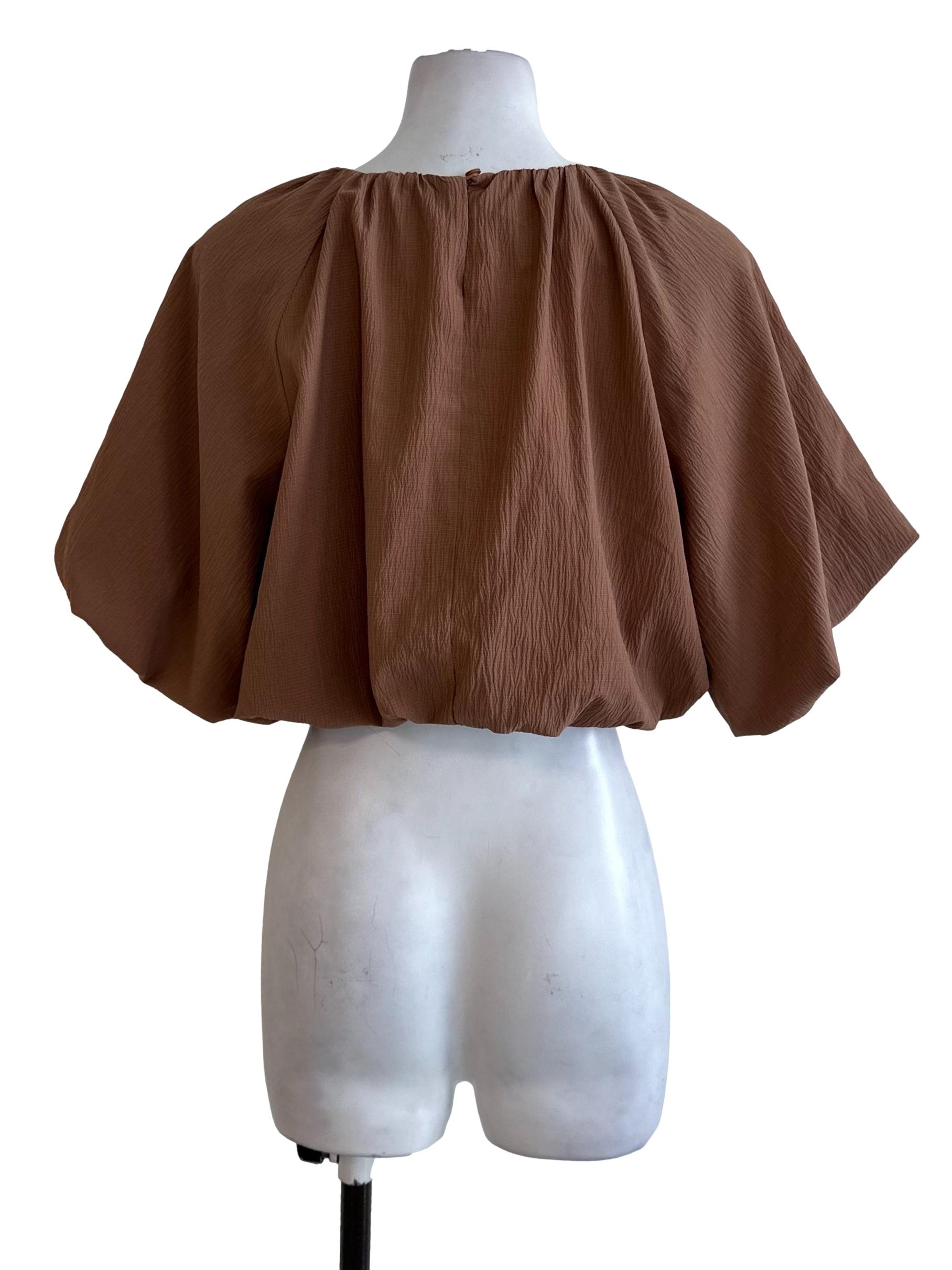 Mocha Brown Textured Bubble Top