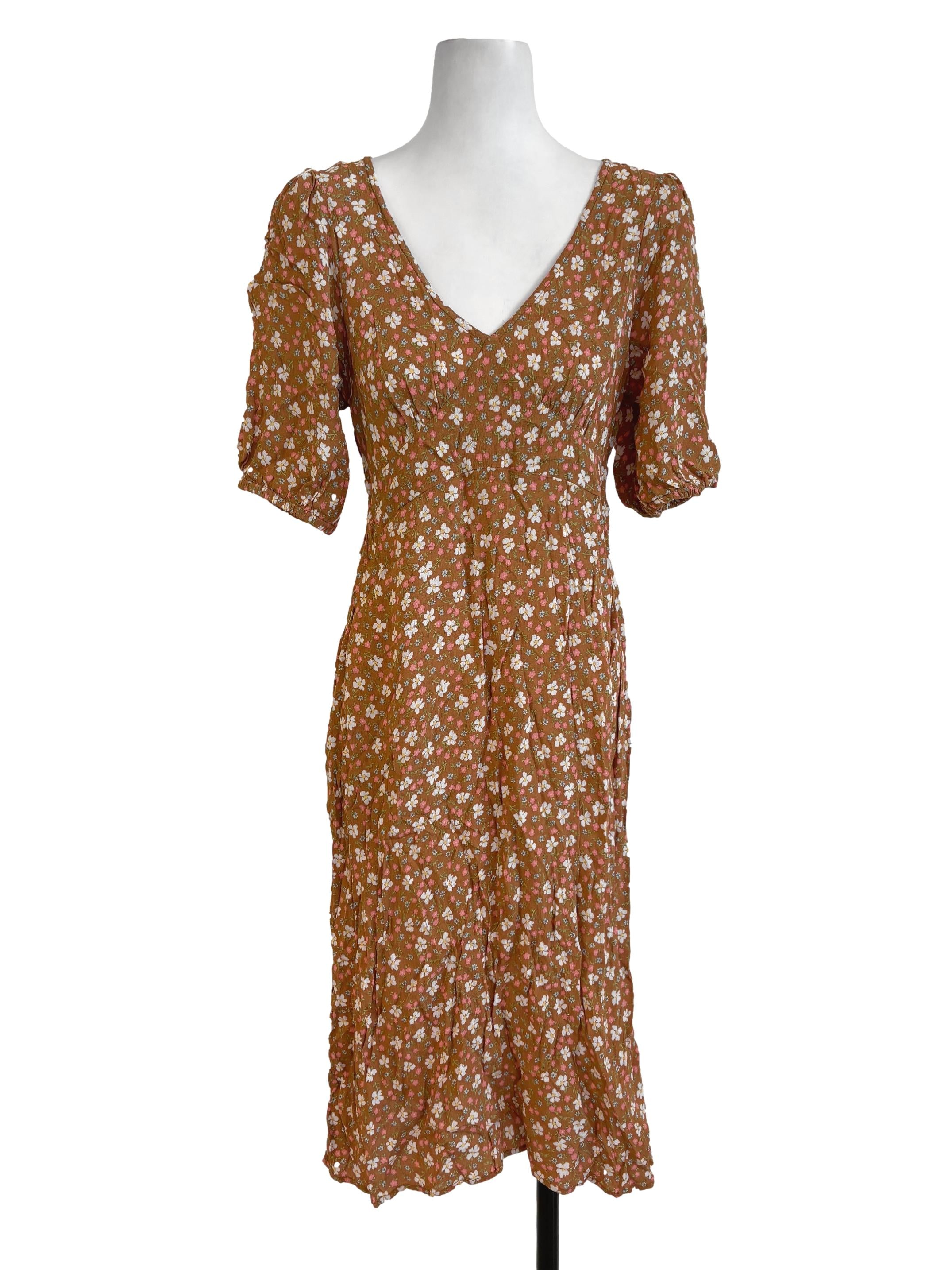 Brown Floral Dress