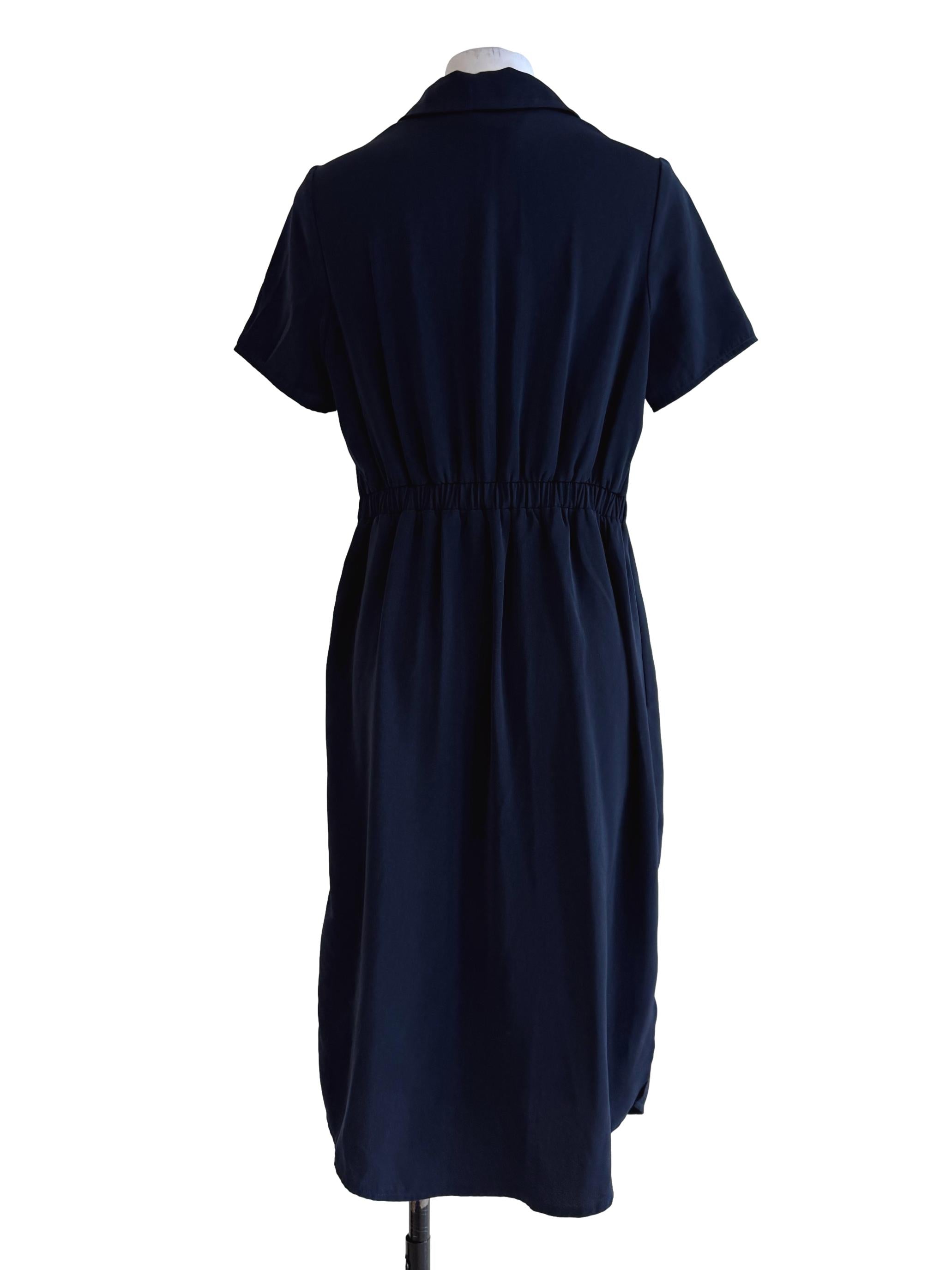 Navy Blue V Neck Shirt Dress LB