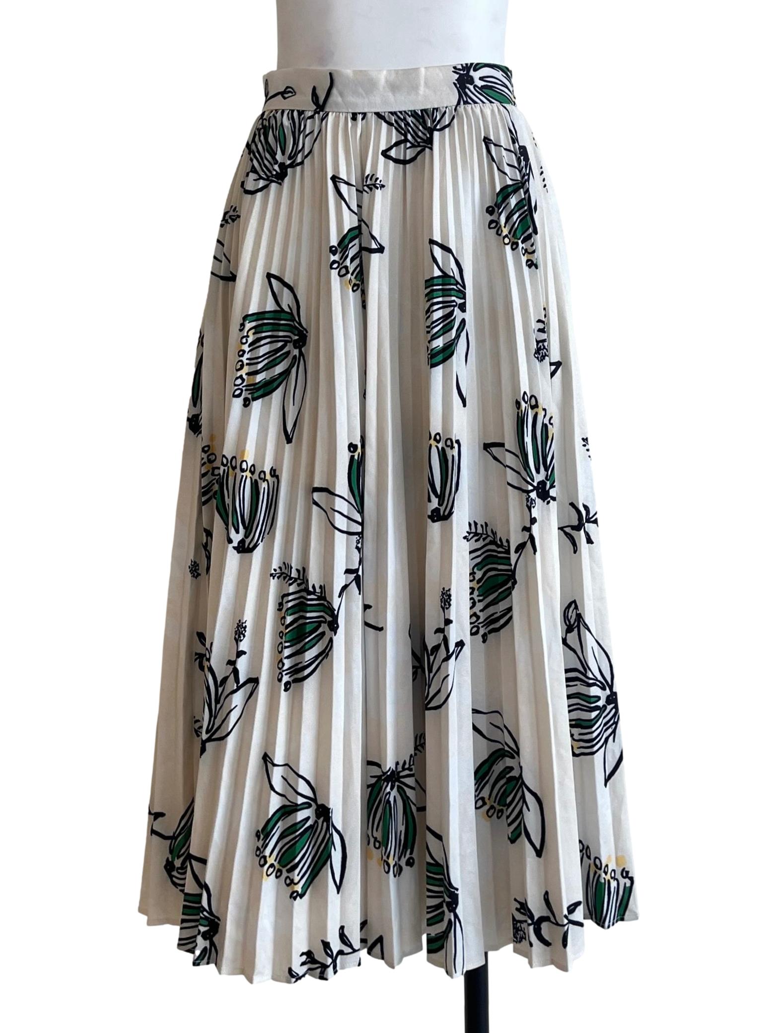 Pearl White Pleated A-Line Skirt LB